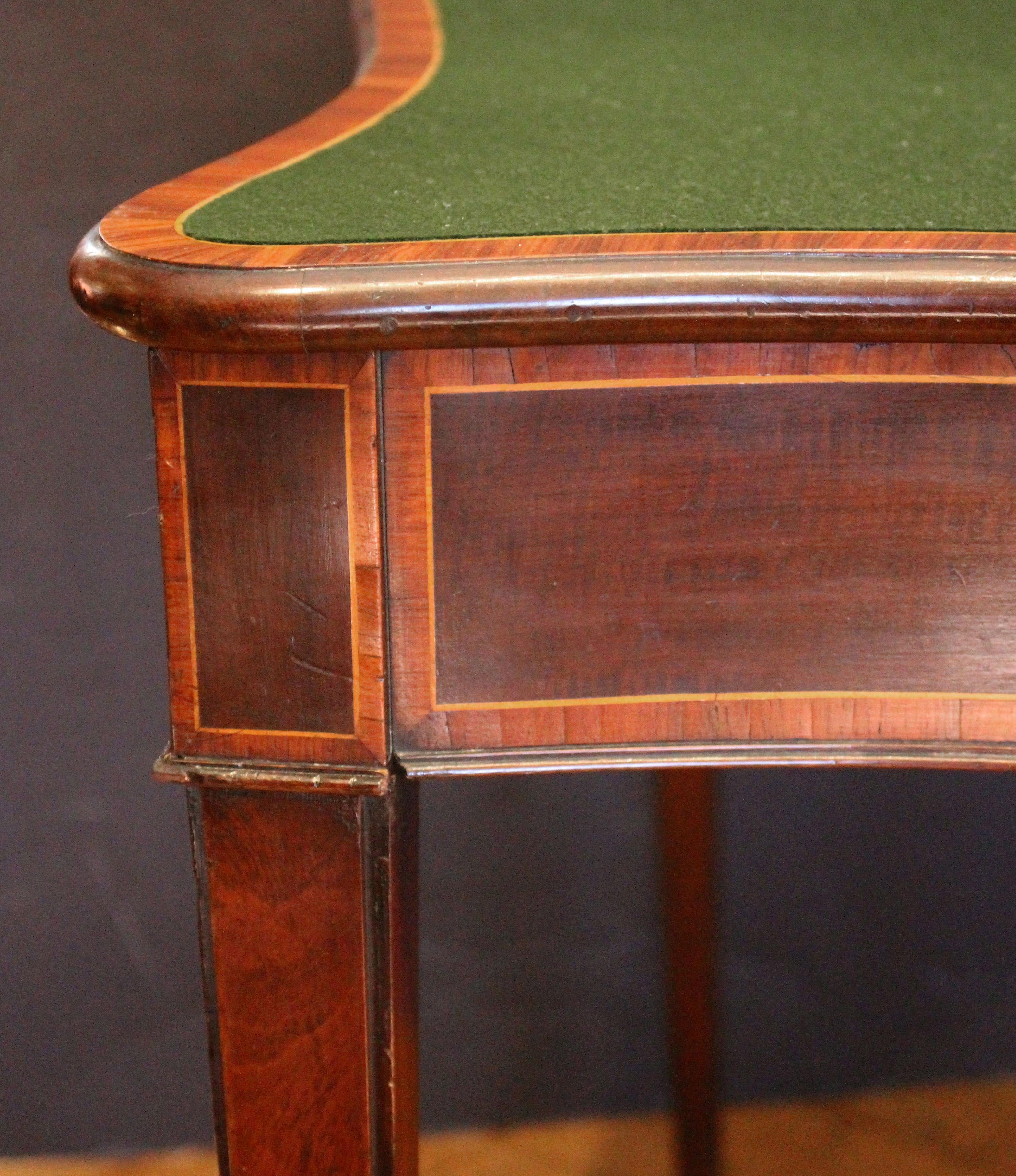 Circa 1780 English George III Serpentine Form Games Table For Sale 2