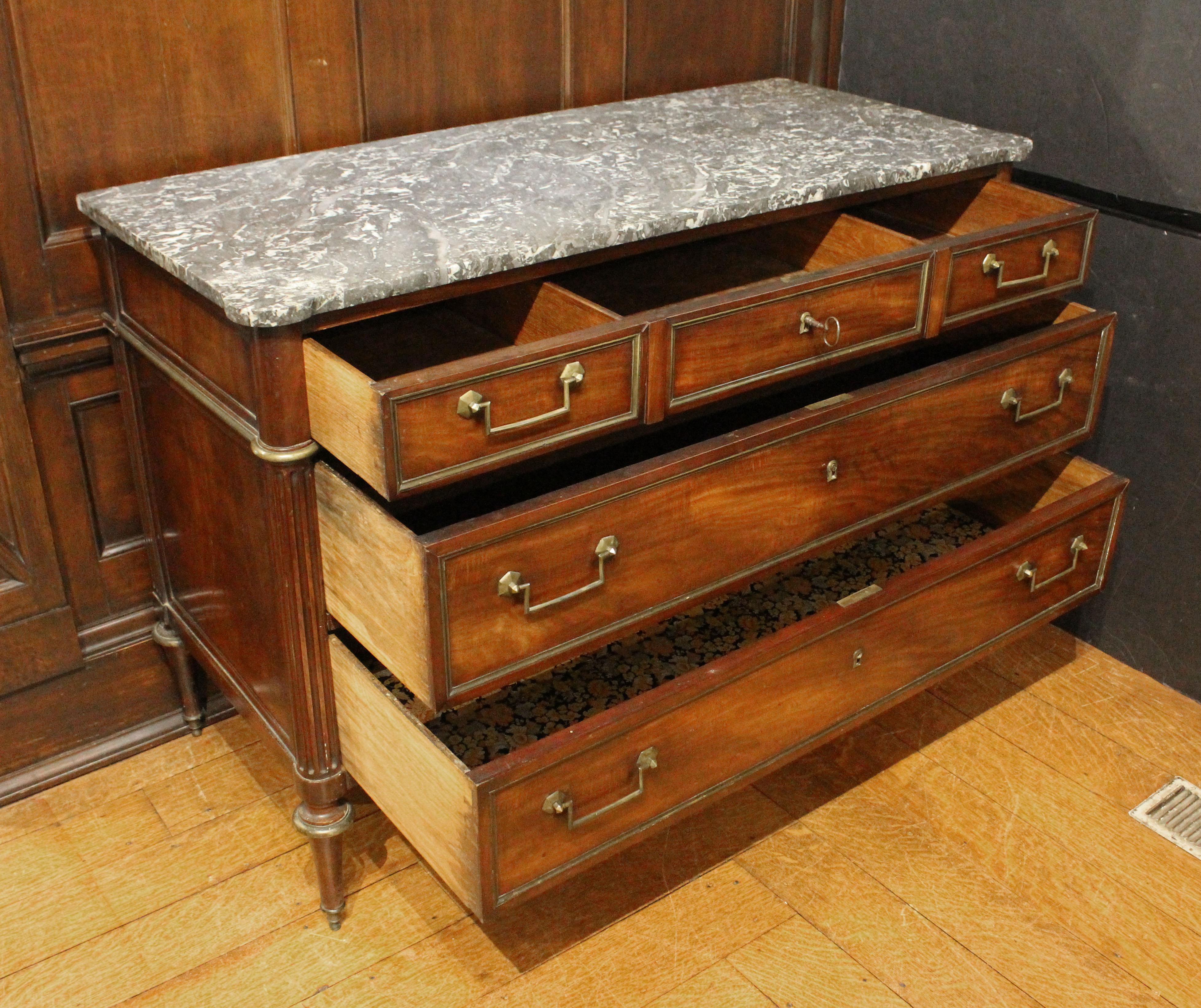 Francese CIRCA 1780 Commodo francese di epoca Luigi XVI con piano in marmo in vendita