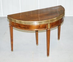 Circa 1780 Mesa de juego de cartas extensible Directorie Demi Lune francesa totalmente restaurada