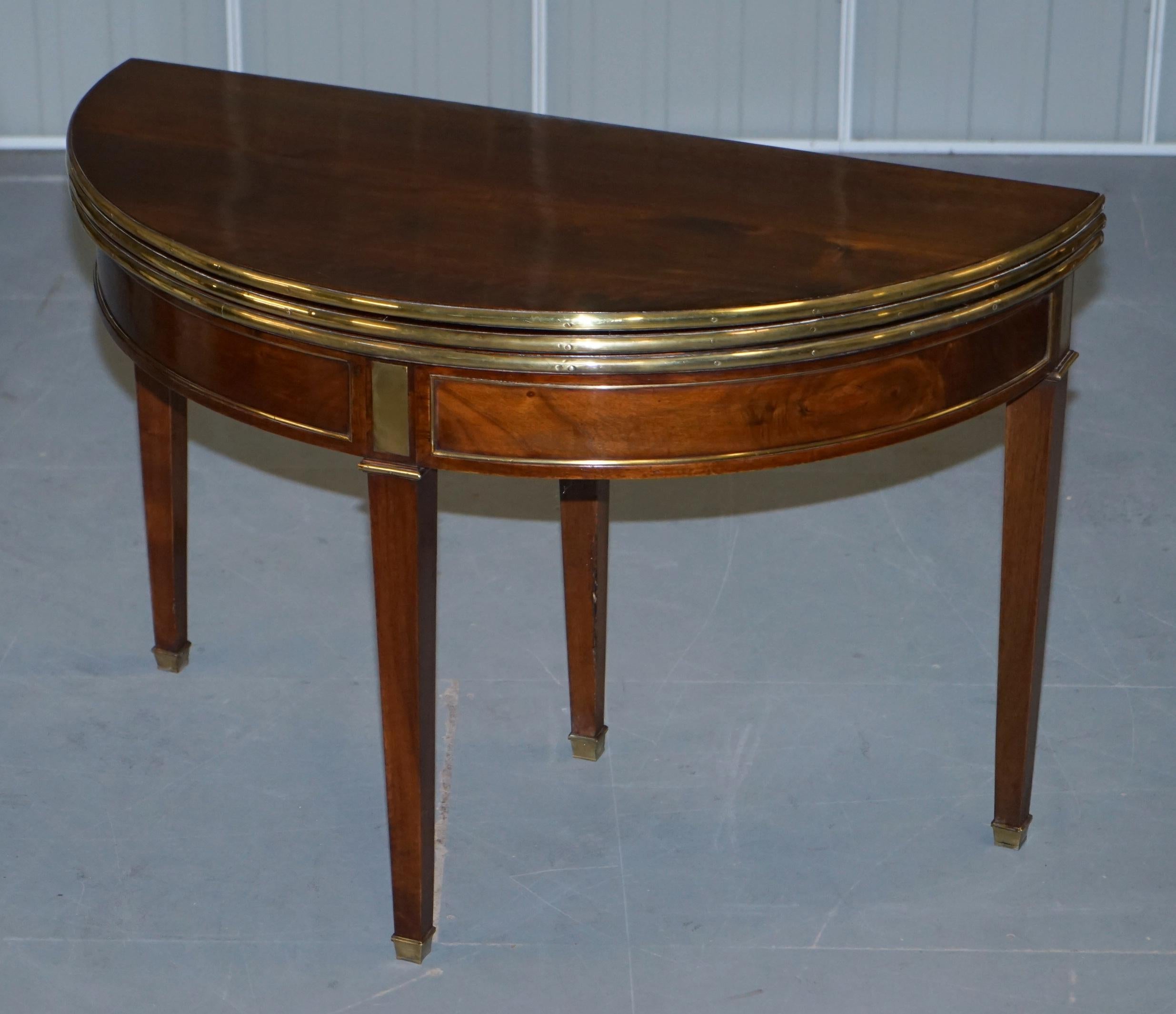 Hand-Crafted Circa 1780 Fully Restored French Directorie Demi Lune Extending Card Games Table
