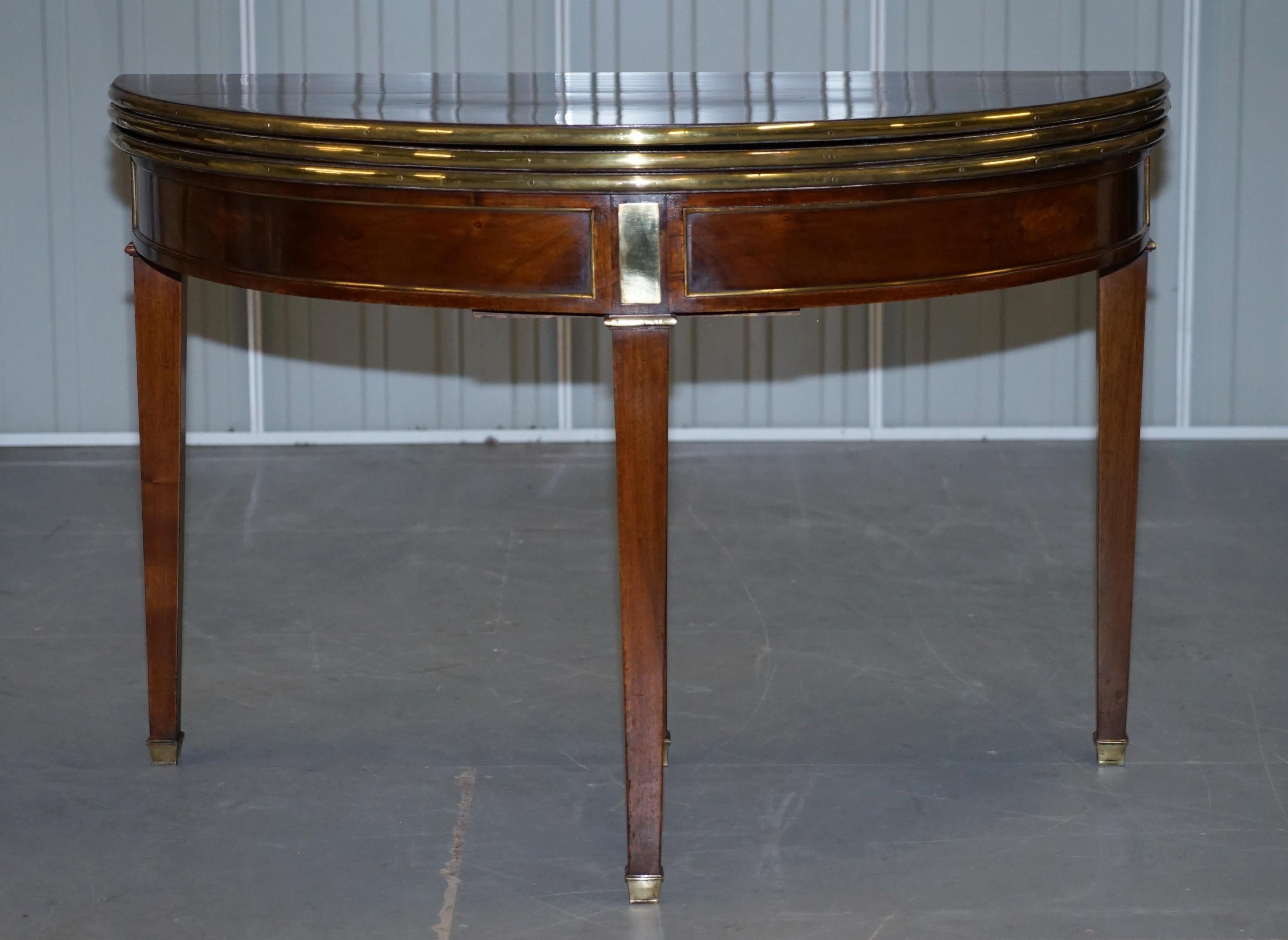 Late 18th Century Circa 1780 Fully Restored French Directorie Demi Lune Extending Card Games Table