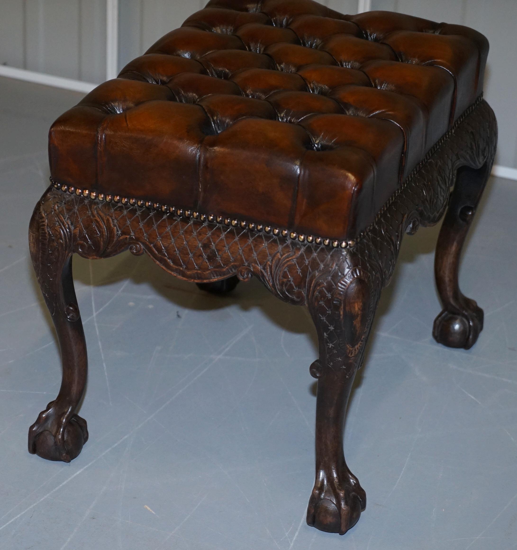 Fully Restored George III Chesterfield Brown Leather Claw & Ball Feet circa 1780 7