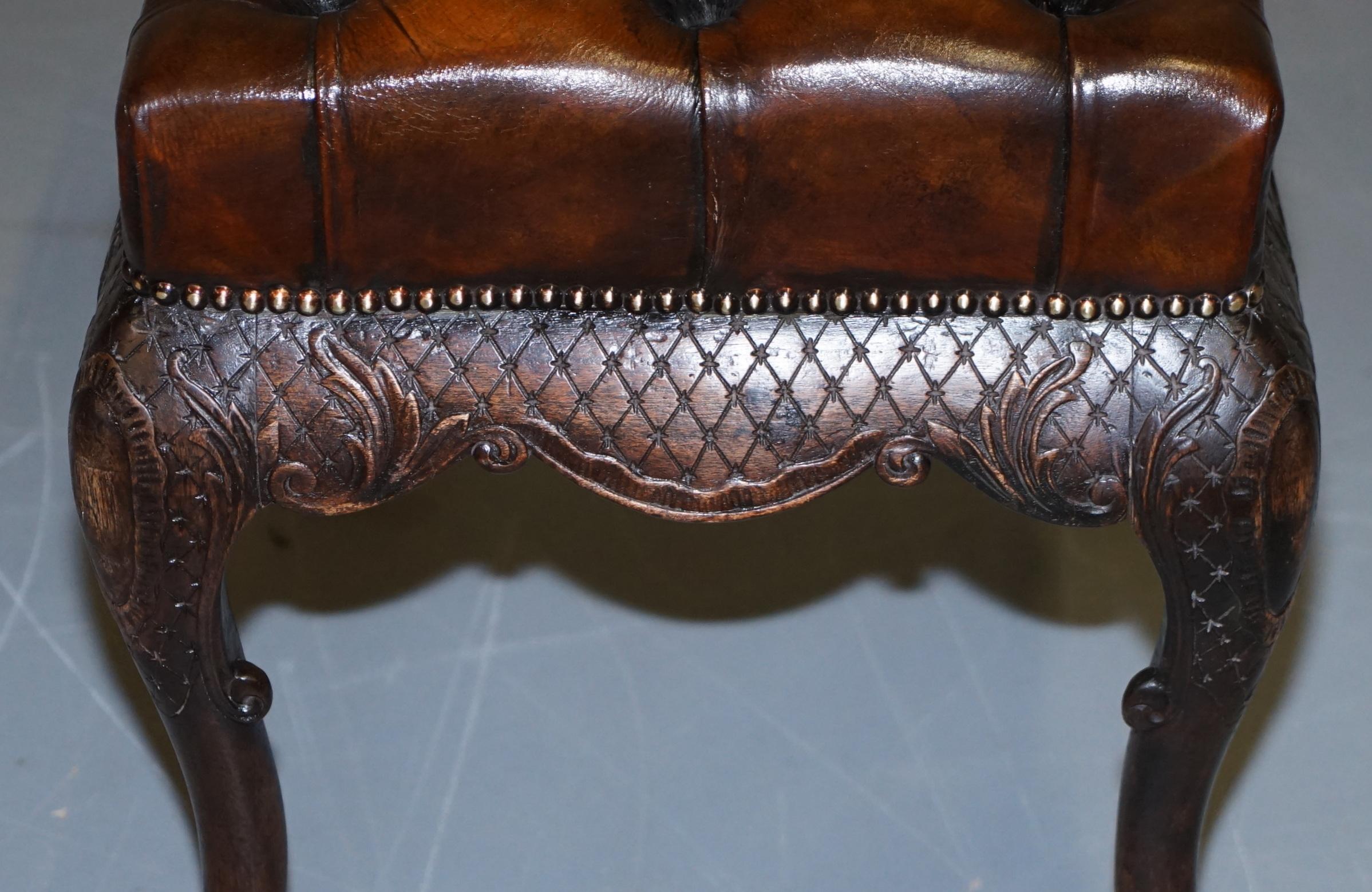 Fully Restored George III Chesterfield Brown Leather Claw & Ball Feet circa 1780 8
