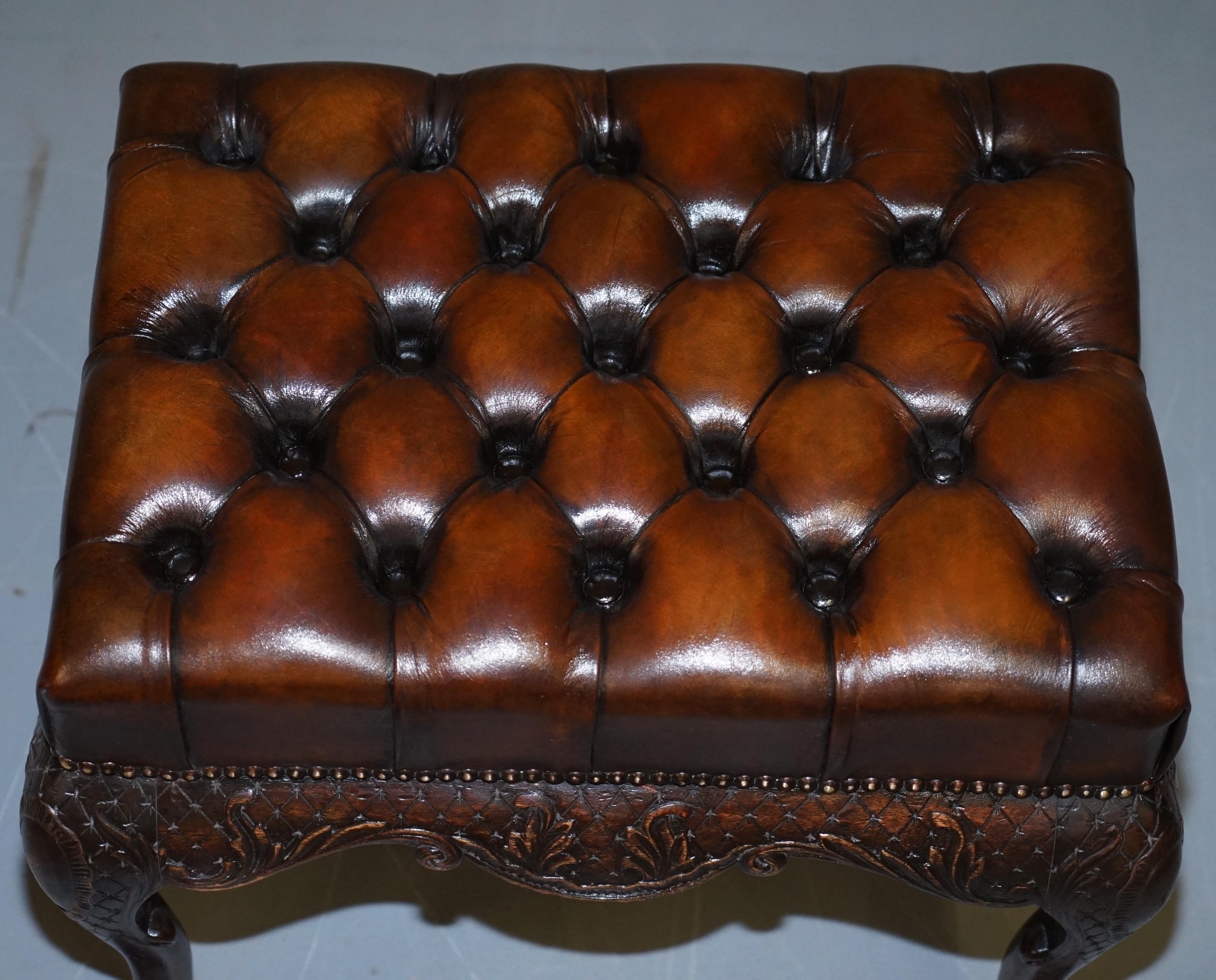 Hand-Crafted Fully Restored George III Chesterfield Brown Leather Claw & Ball Feet circa 1780