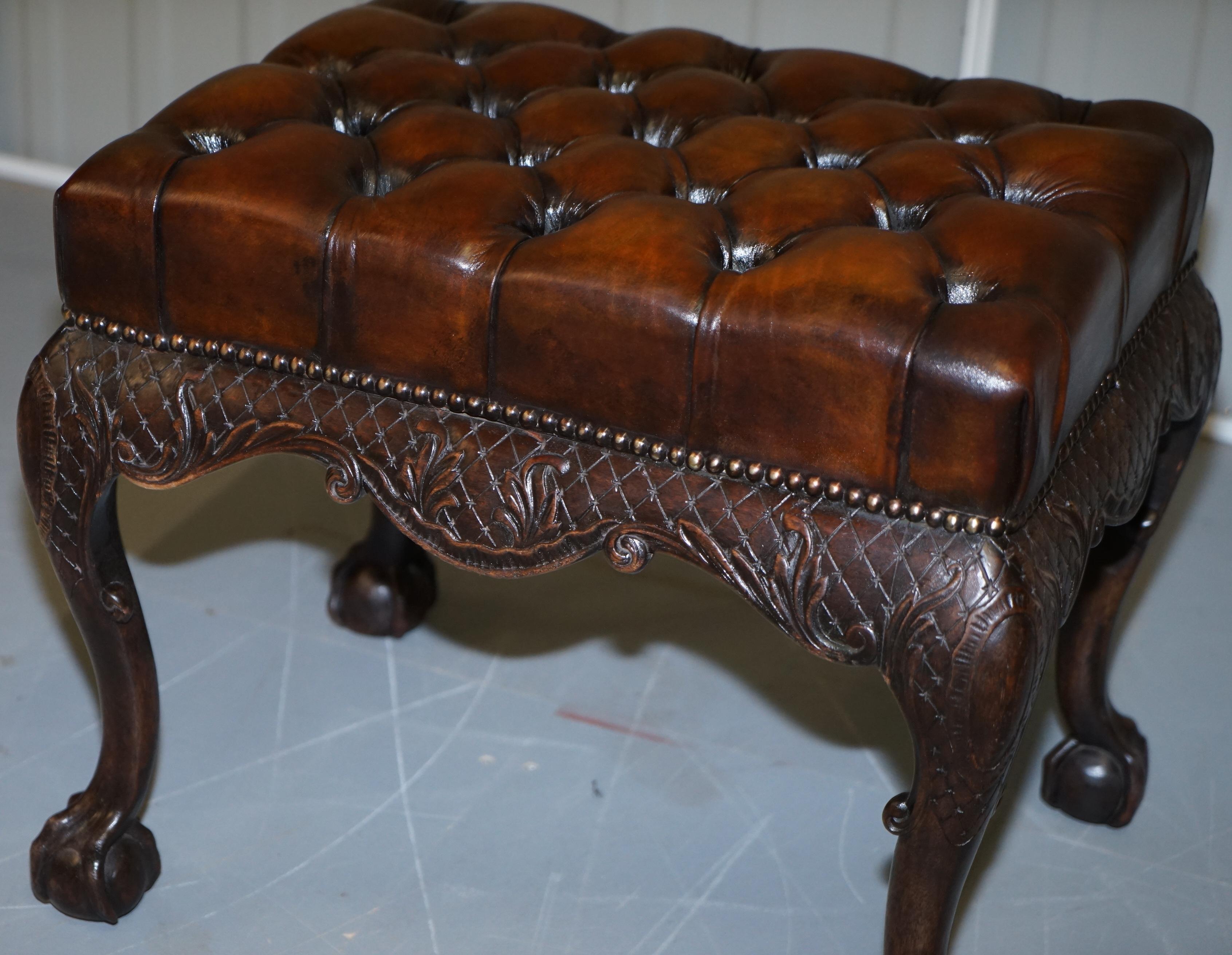 Fully Restored George III Chesterfield Brown Leather Claw & Ball Feet circa 1780 2