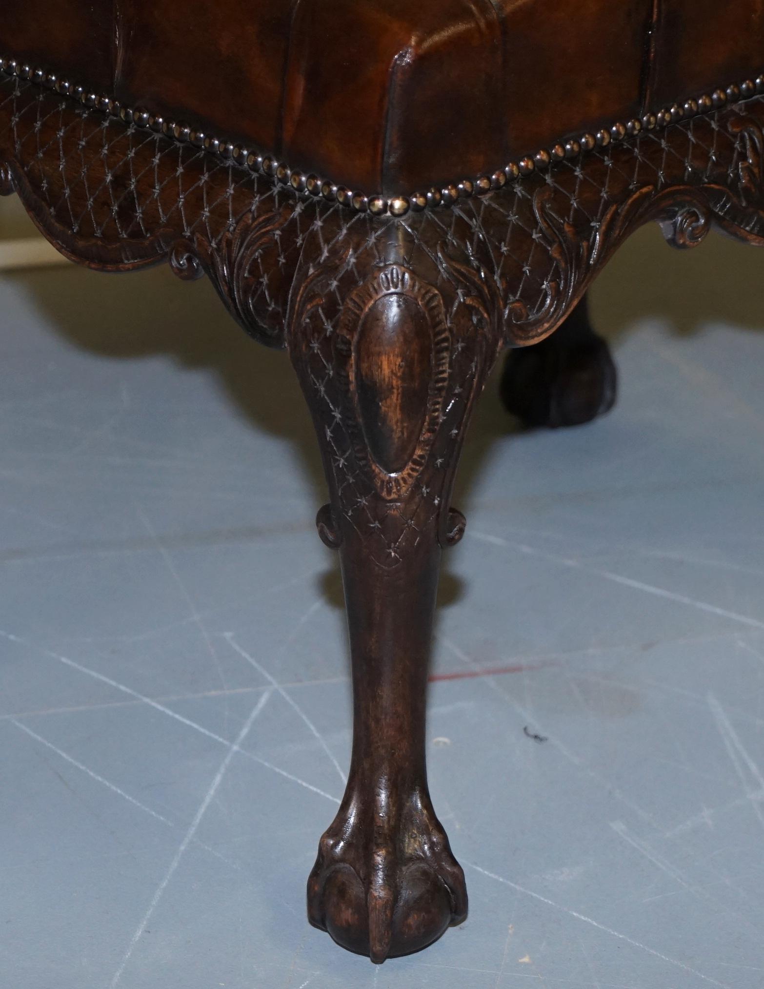 Fully Restored George III Chesterfield Brown Leather Claw & Ball Feet circa 1780 3