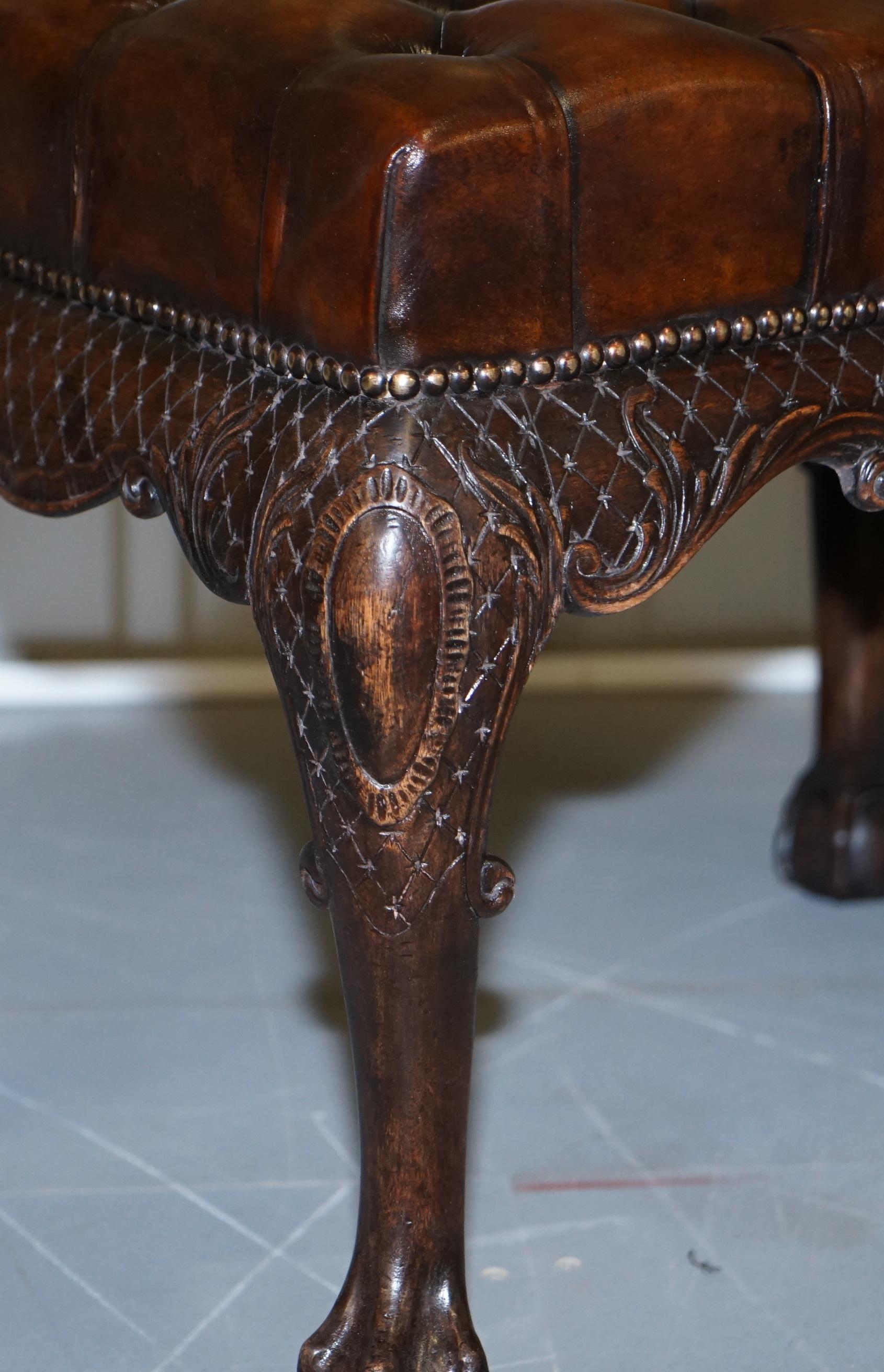 Fully Restored George III Chesterfield Brown Leather Claw & Ball Feet circa 1780 4