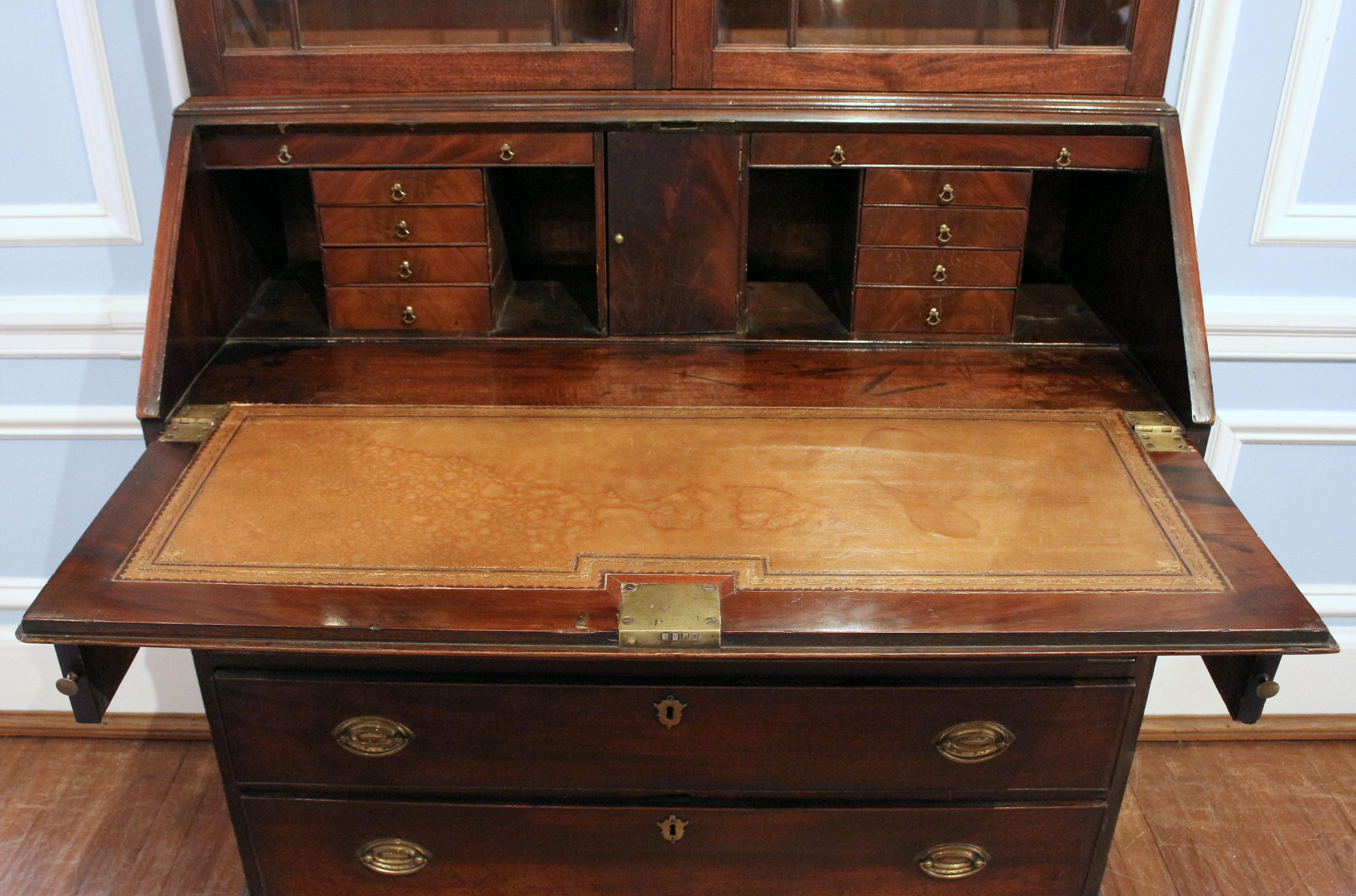 Glass Circa 1780 George III Period Bureau Bookcase, English For Sale