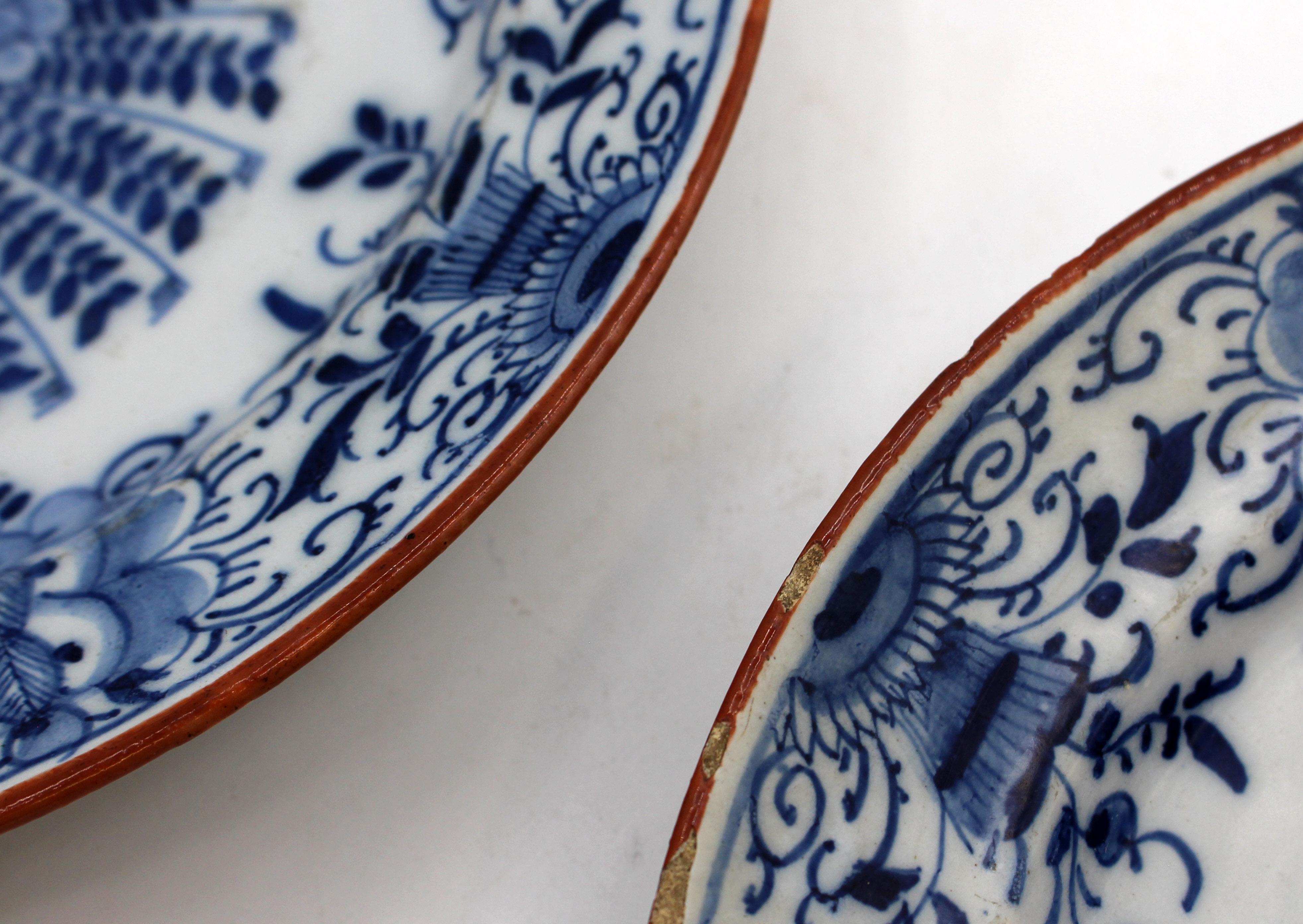 Dutch Circa 1780 Pair of Delft Blue & White Plates