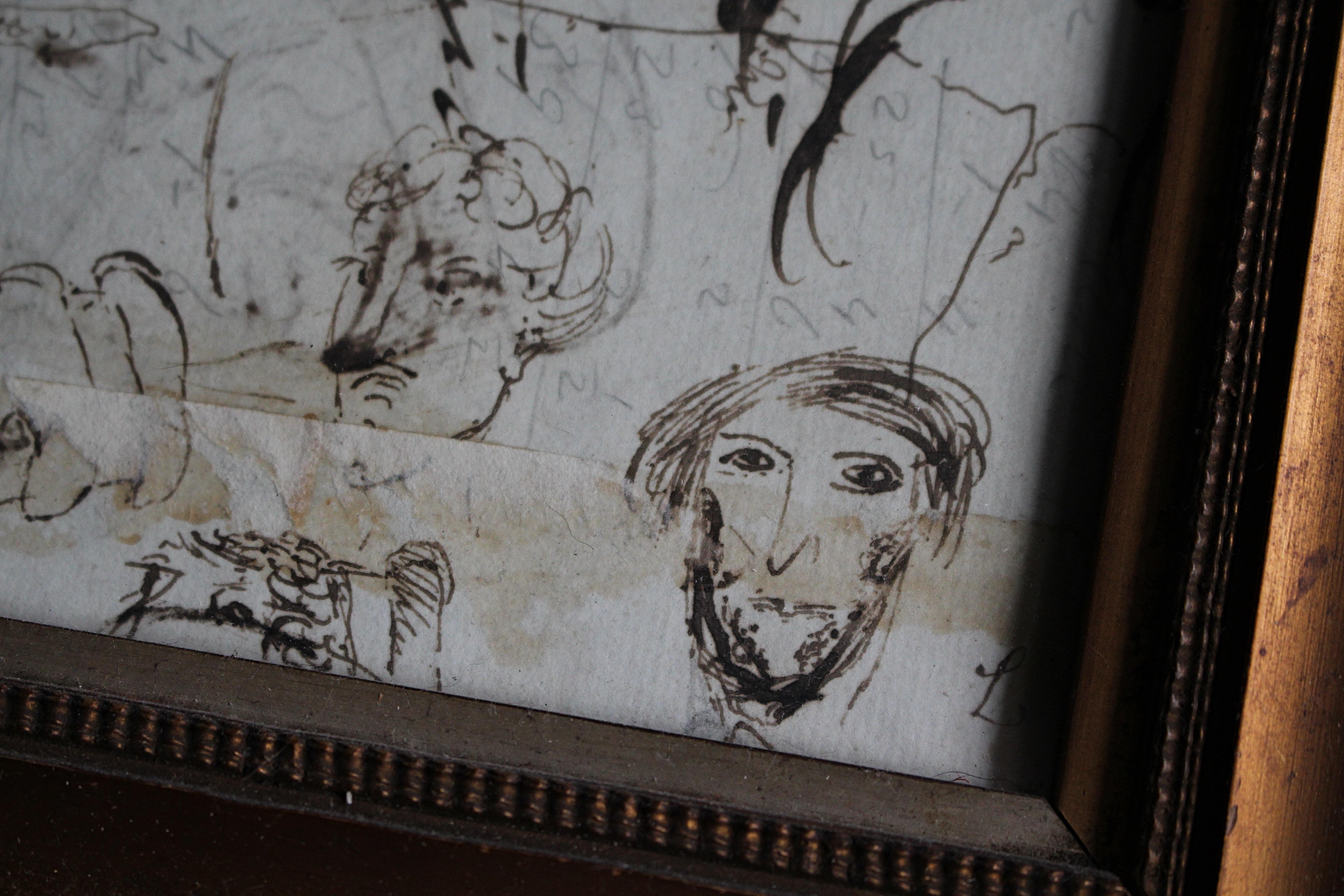 Circa 1780 Marin Maritime Pen & Ink Wash Portrait Sketch's Folk Art Bon état - En vente à Lowestoft, GB