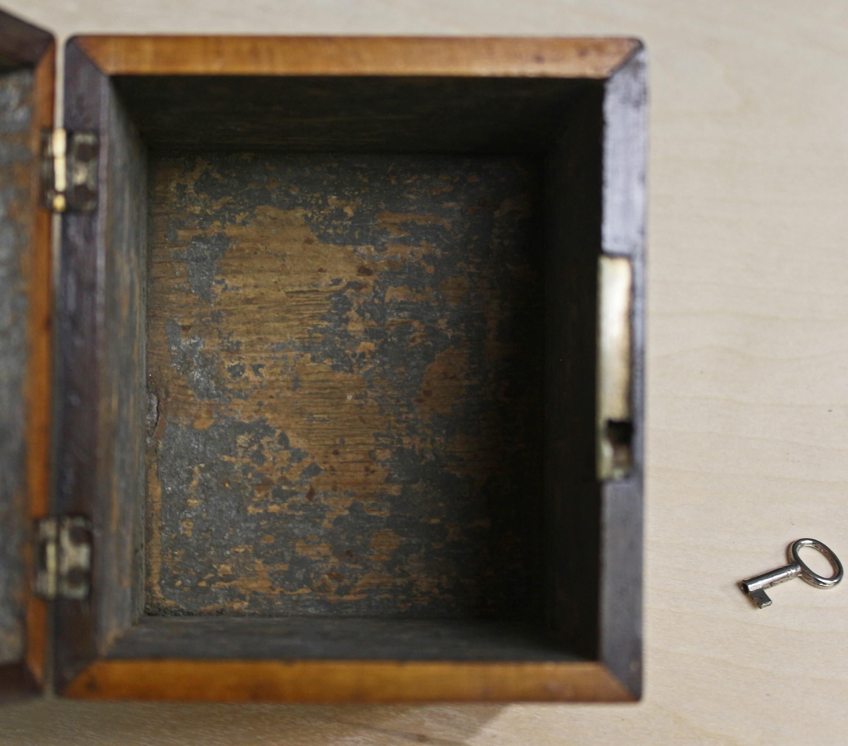 CIRCA 1790 Englisch George III Intarsien Einzel Tee Caddy Box (Spätes 18. Jahrhundert) im Angebot