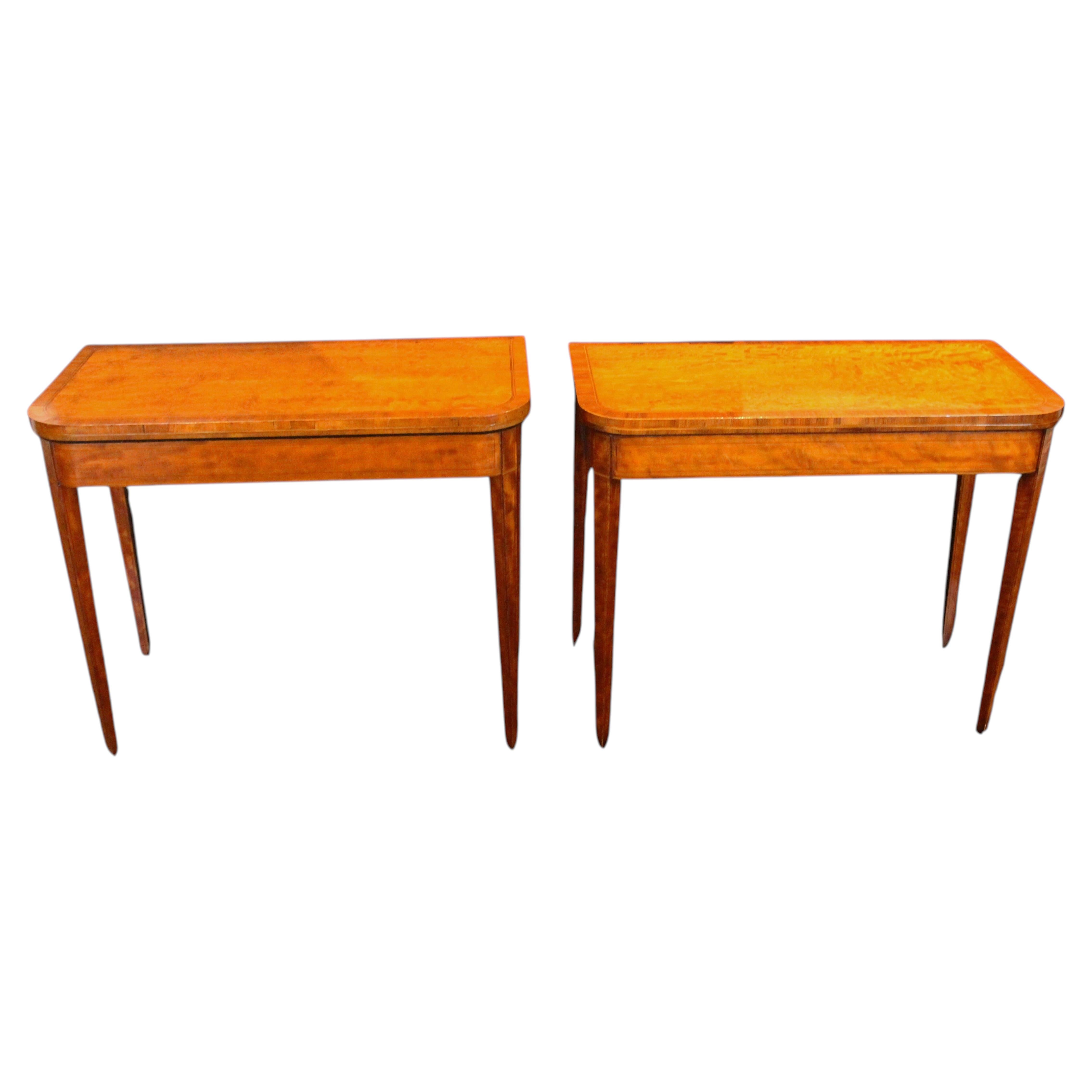 Circa 1790 English George III Pair of Satinwood Games Tables