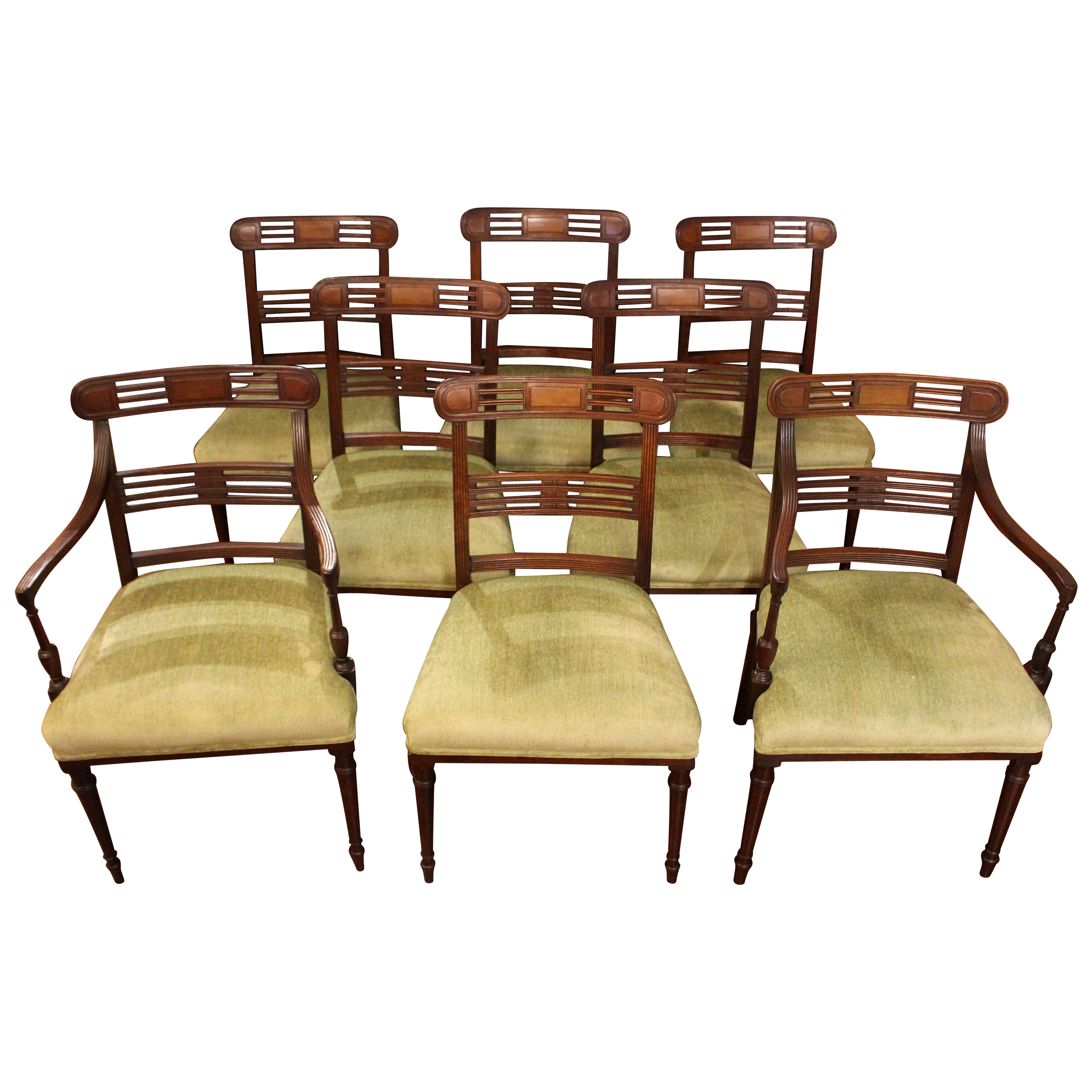 Circa 1790 English George III Period Set of 8 Dining Chairs