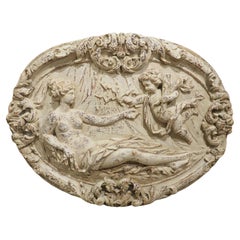 Circa 1790 Painted and Outcurved Oval Bas Relief Panel from Austria