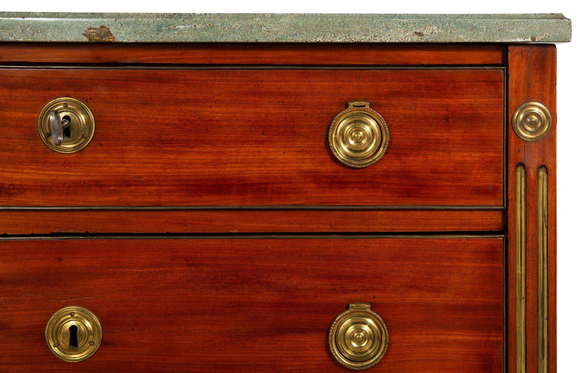 Circa 1790 Swedish Gustavian Marble Top Mahogany Desk Commode Chest For Sale 5