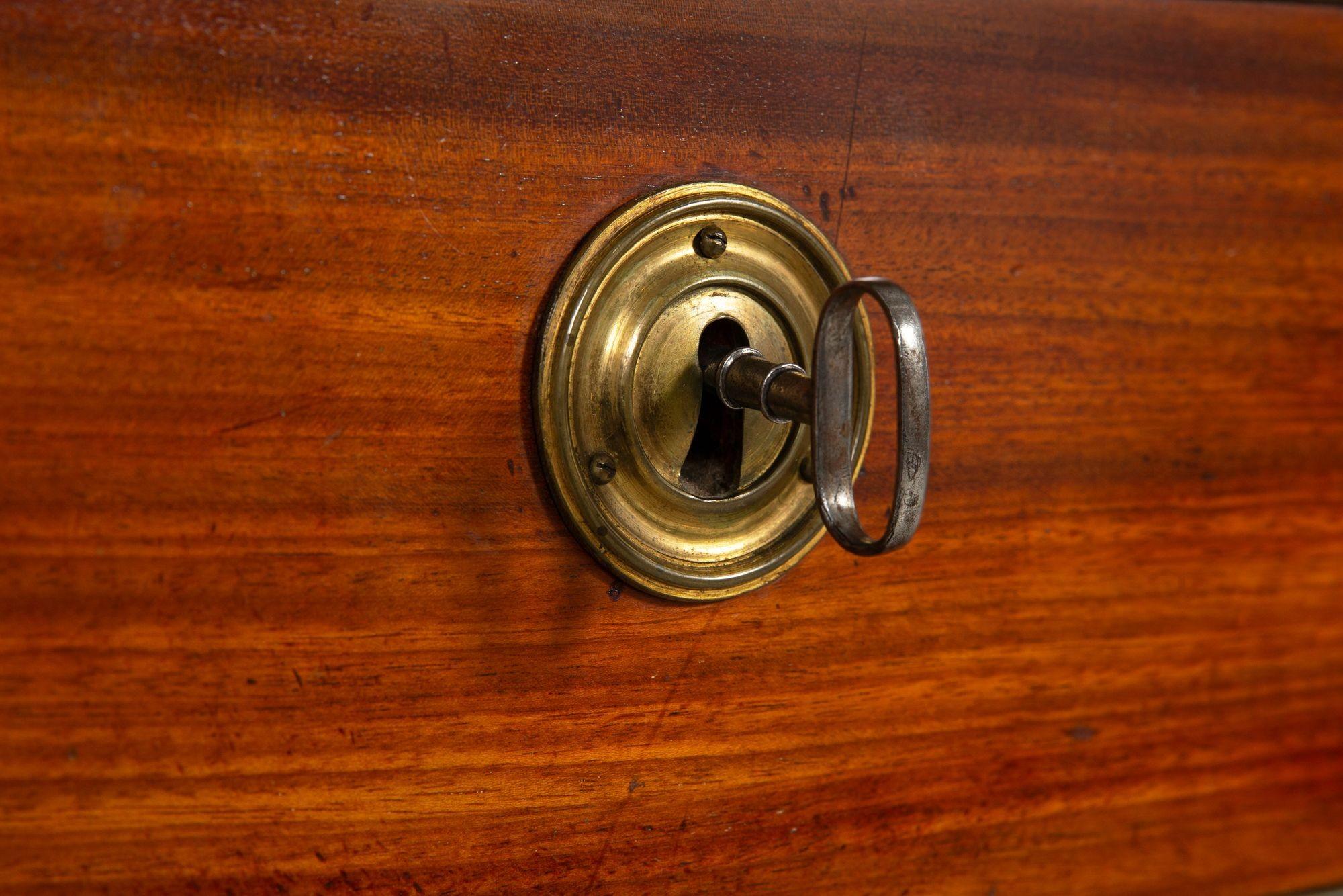 Circa 1790 Swedish Gustavian Marble Top Mahogany Desk Commode Chest For Sale 7