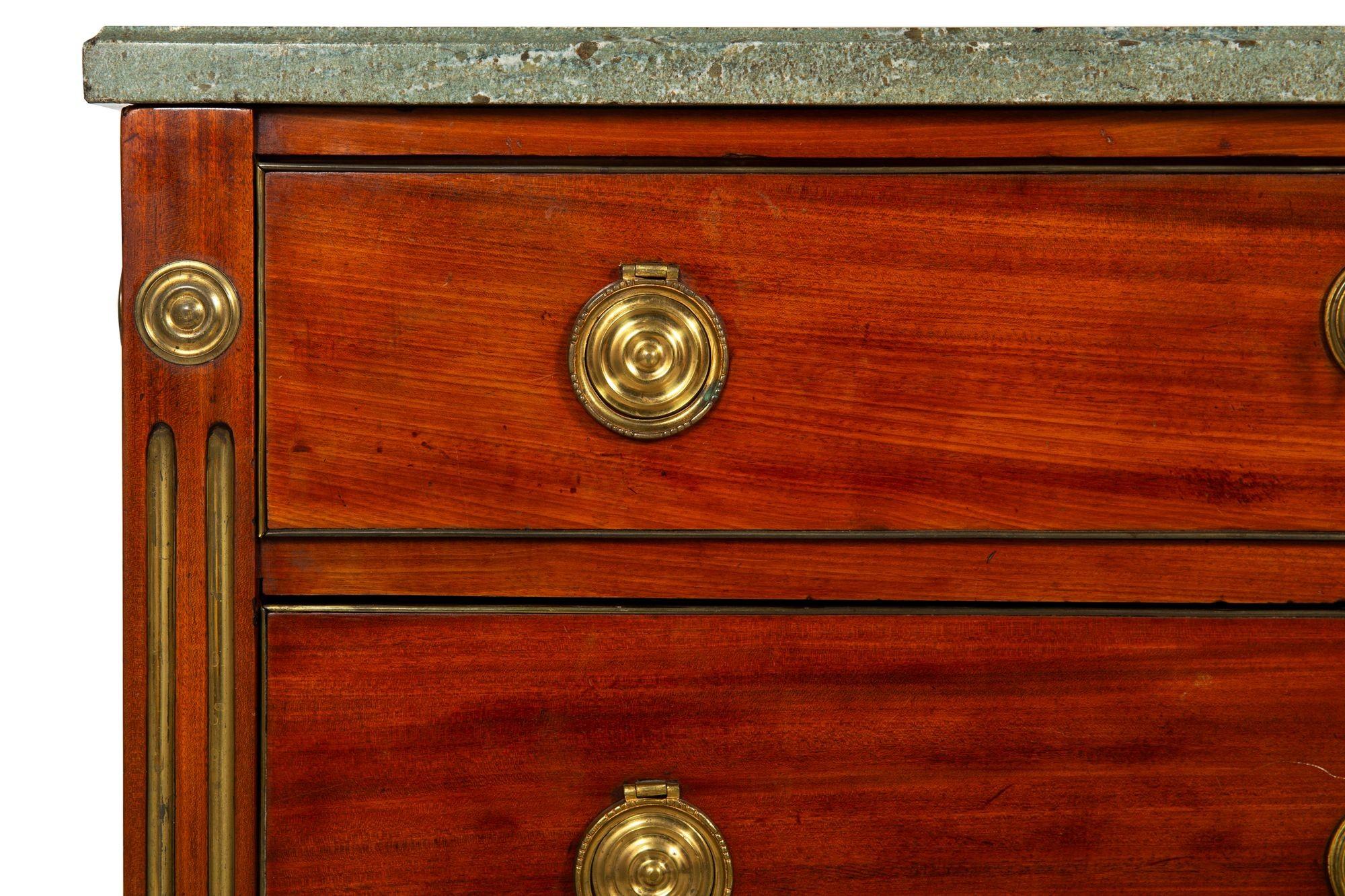 Circa 1790 Swedish Gustavian Marble Top Mahogany Desk Commode Chest For Sale 9