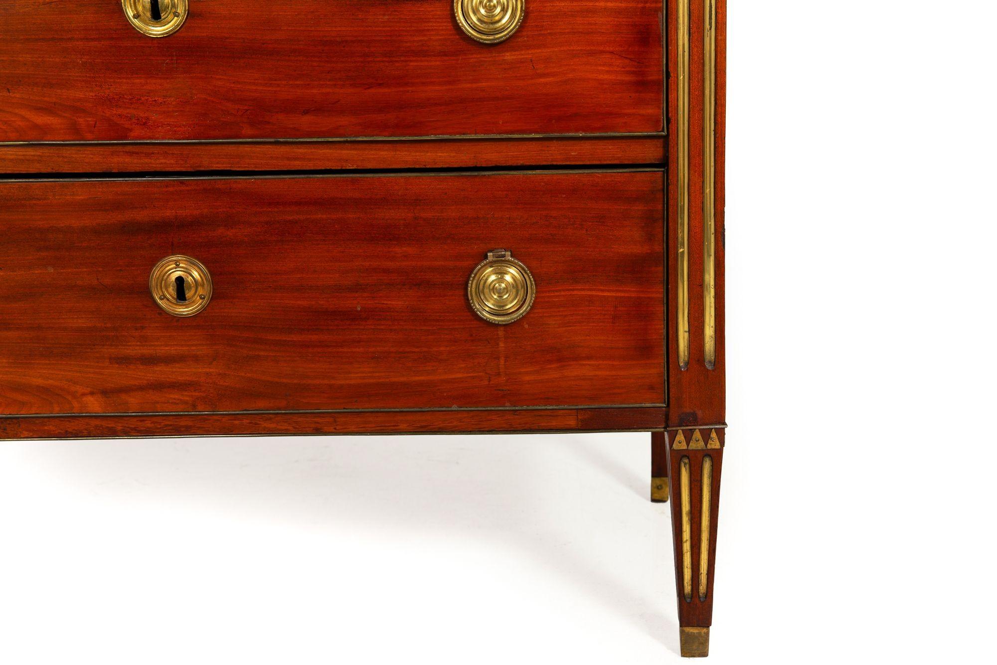 Circa 1790 Swedish Gustavian Marble Top Mahogany Desk Commode Chest For Sale 10