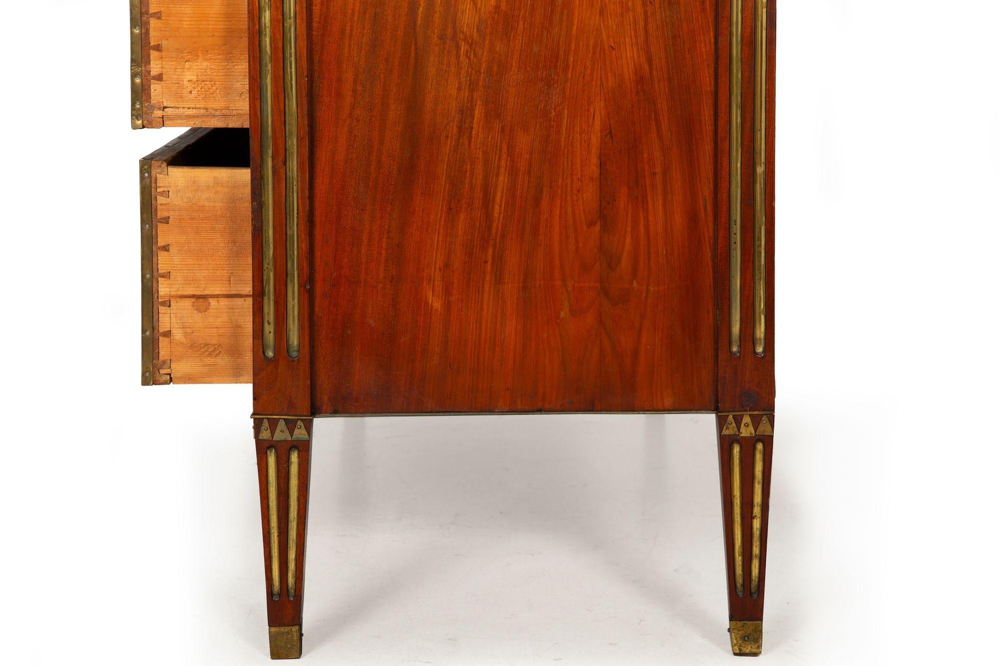 Circa 1790 Swedish Gustavian Marble Top Mahogany Desk Commode Chest For Sale 11