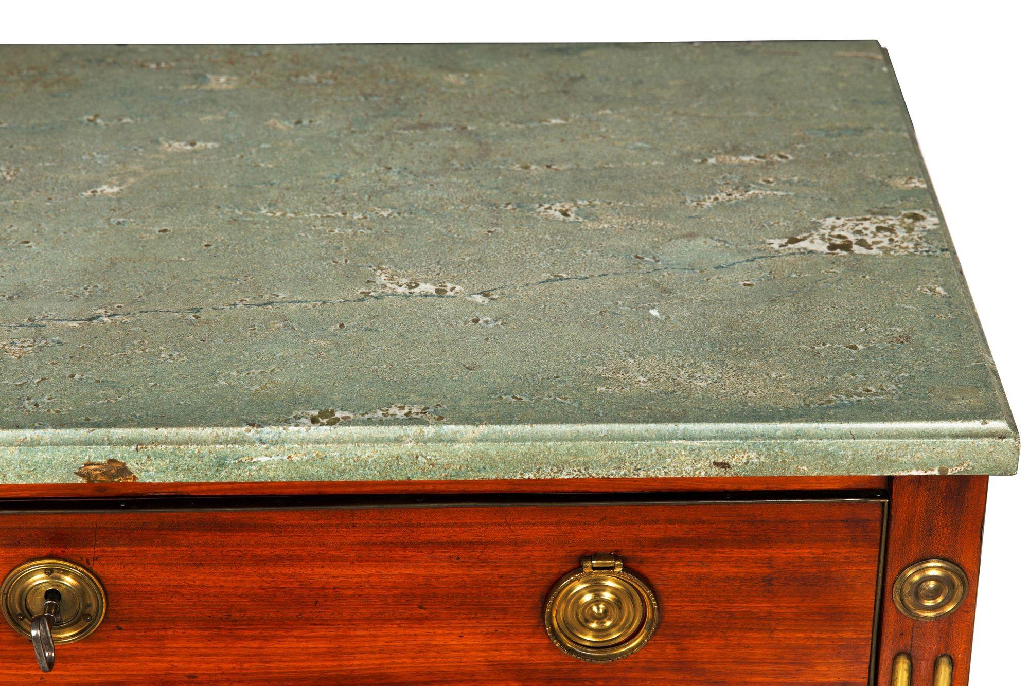 Circa 1790 Swedish Gustavian Marble Top Mahogany Desk Commode Chest For Sale 12