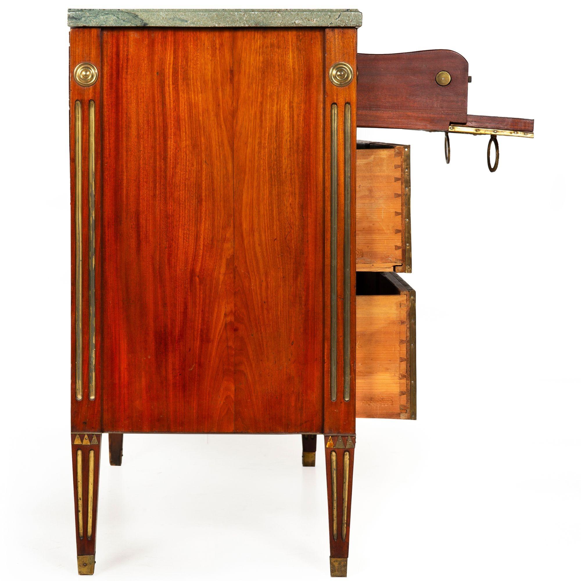 Circa 1790 Swedish Gustavian Marble Top Mahogany Desk Commode Chest In Good Condition For Sale In Shippensburg, PA