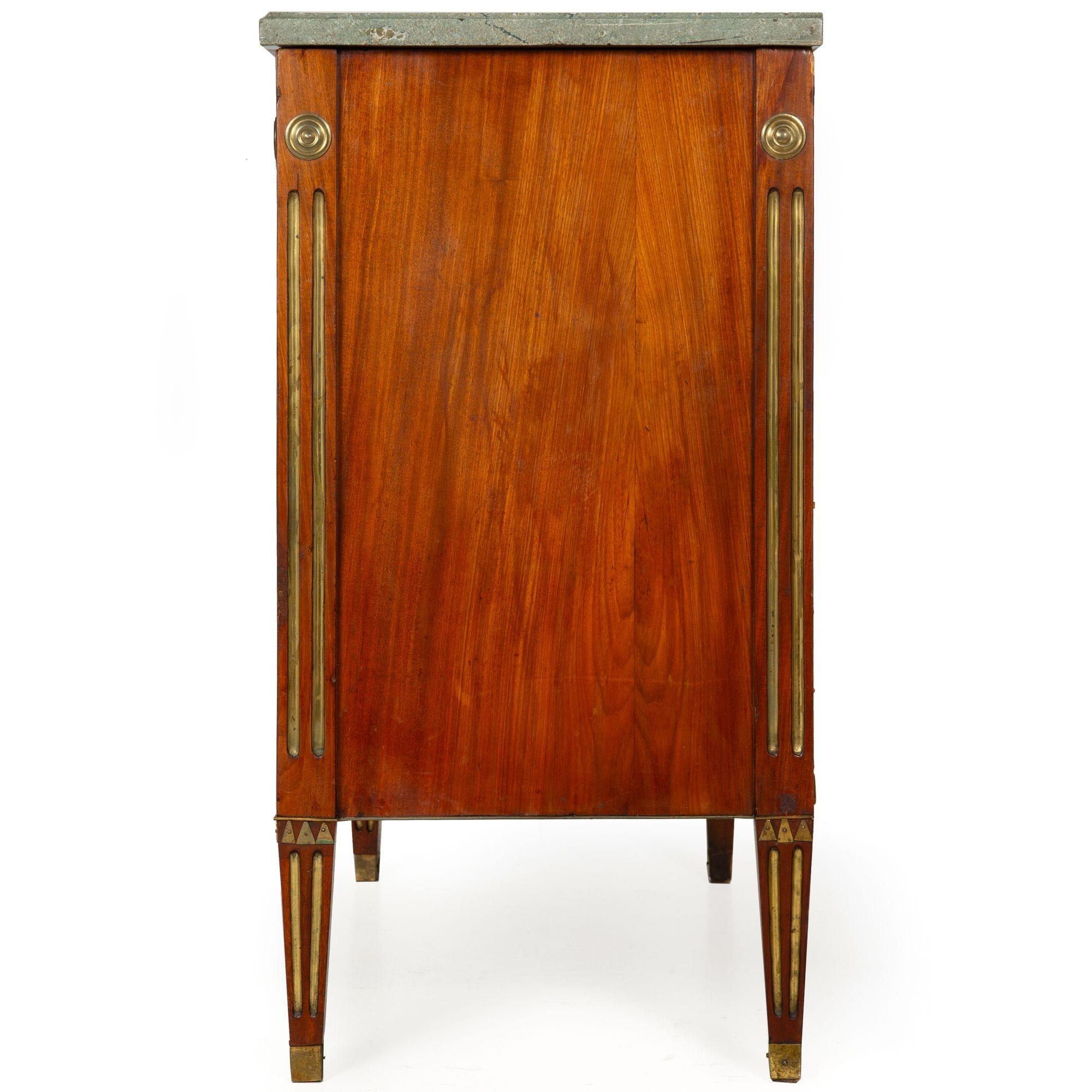 18th Century and Earlier Circa 1790 Swedish Gustavian Marble Top Mahogany Desk Commode Chest For Sale