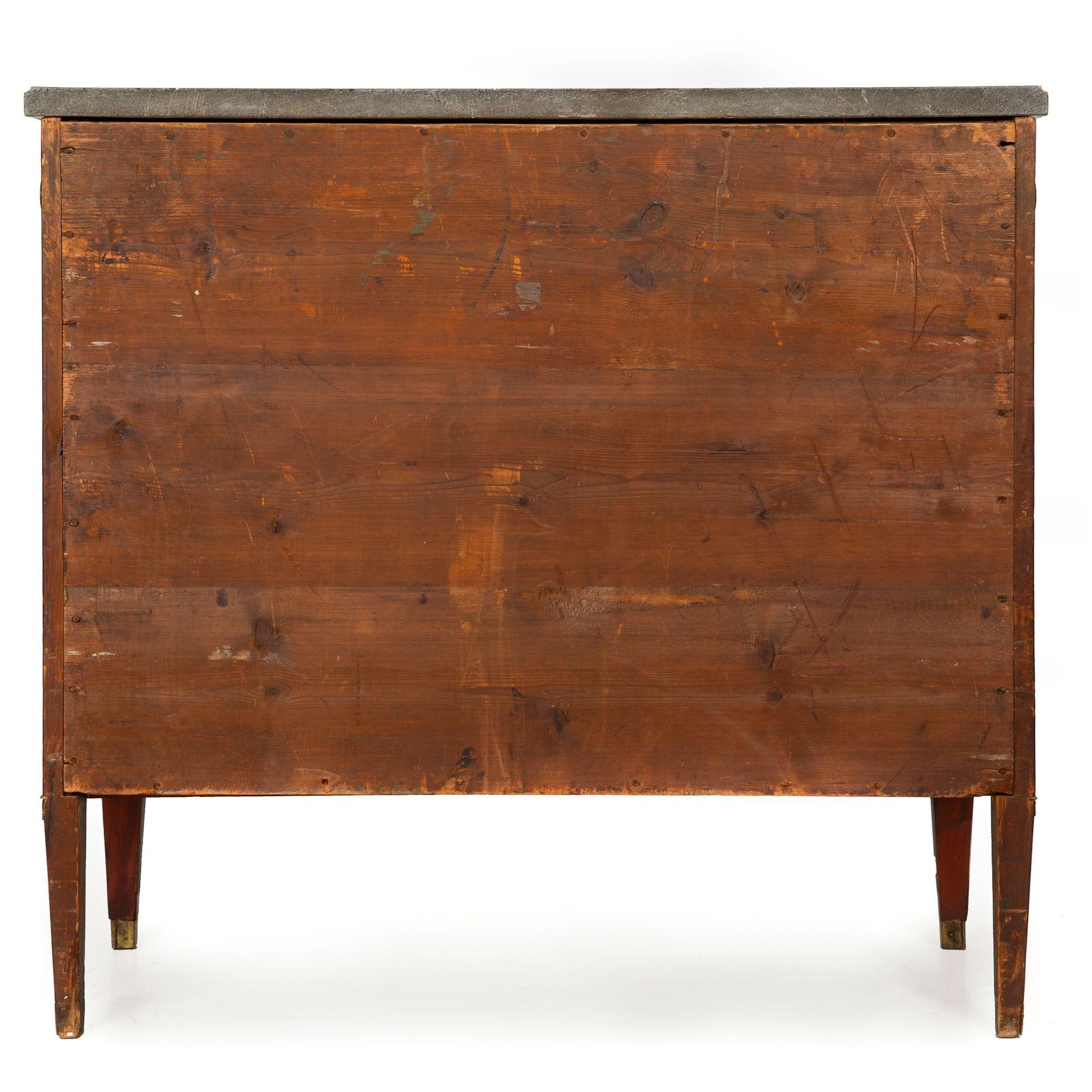 Brass Circa 1790 Swedish Gustavian Marble Top Mahogany Desk Commode Chest For Sale