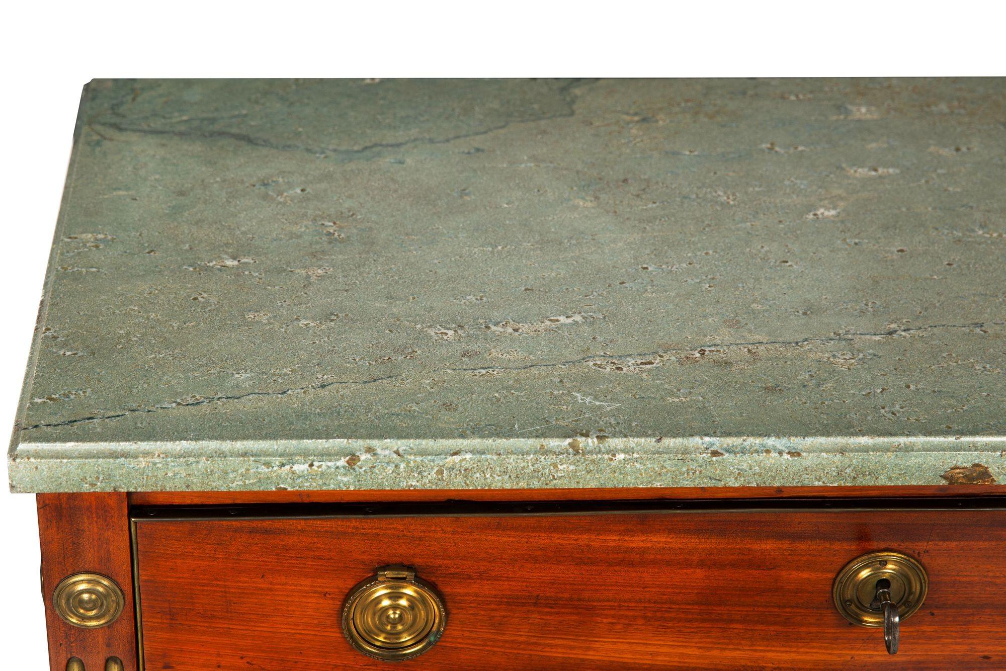 Circa 1790 Swedish Gustavian Marble Top Mahogany Desk Commode Chest For Sale 1