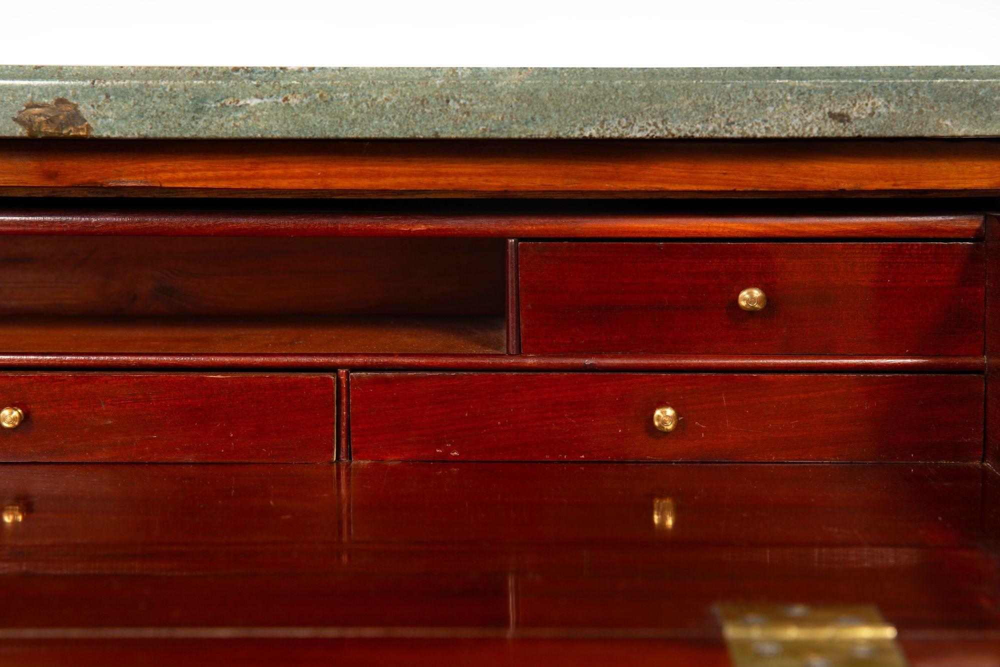 Circa 1790 Swedish Gustavian Marble Top Mahogany Desk Commode Chest For Sale 3