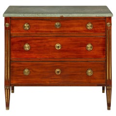 Circa 1790 Swedish Gustavian Marble Top Mahogany Desk Commode Chest