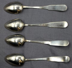CIRCA 1795-1800 Satz von 4 amerikanischen Münzen Silber Teelöffel von Nehemiah B. Bassett