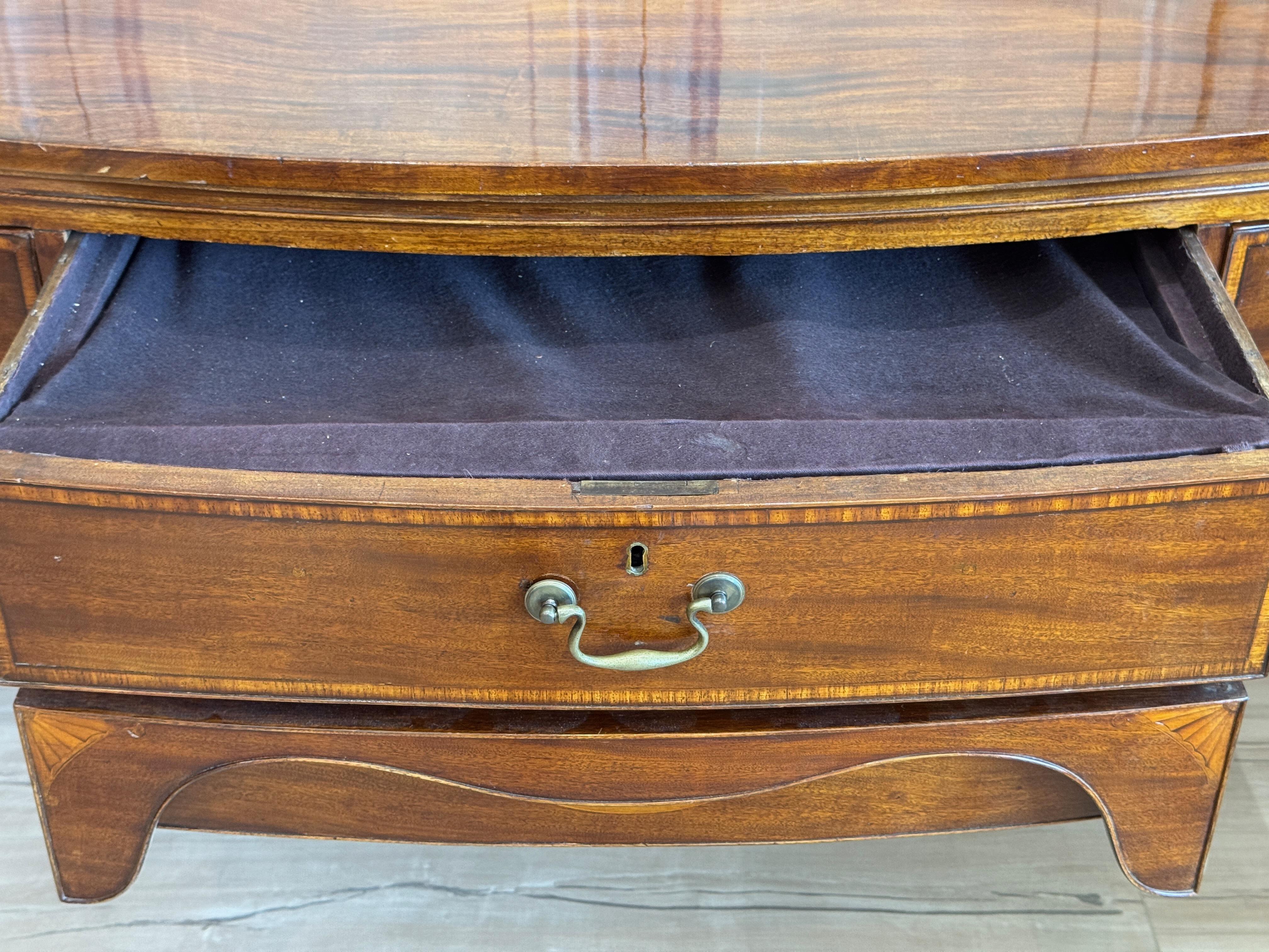 Circa 1795 George III Satinwood Banded Mahogany Sideboard With Serpentine Top For Sale 4