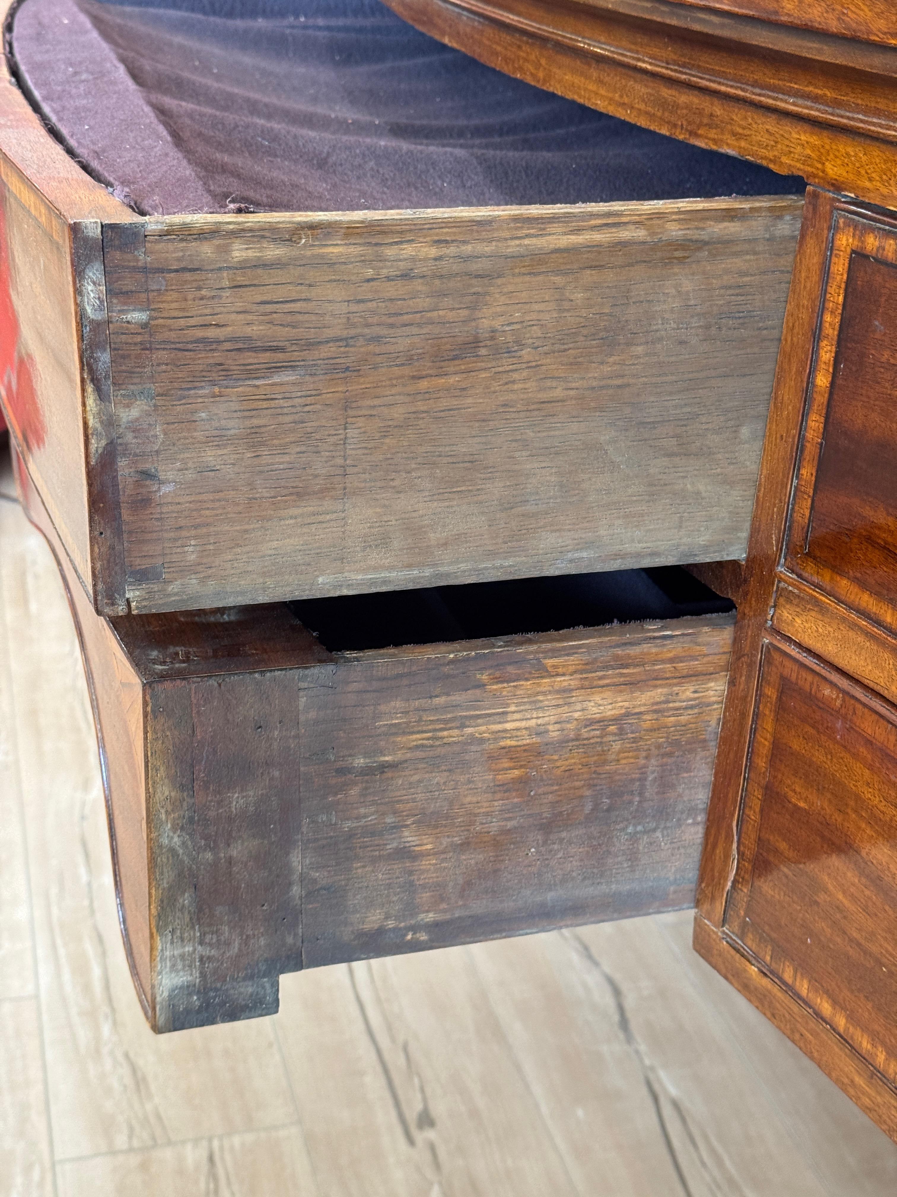 Circa 1795 George III Satinwood Banded Mahogany Sideboard With Serpentine Top For Sale 5