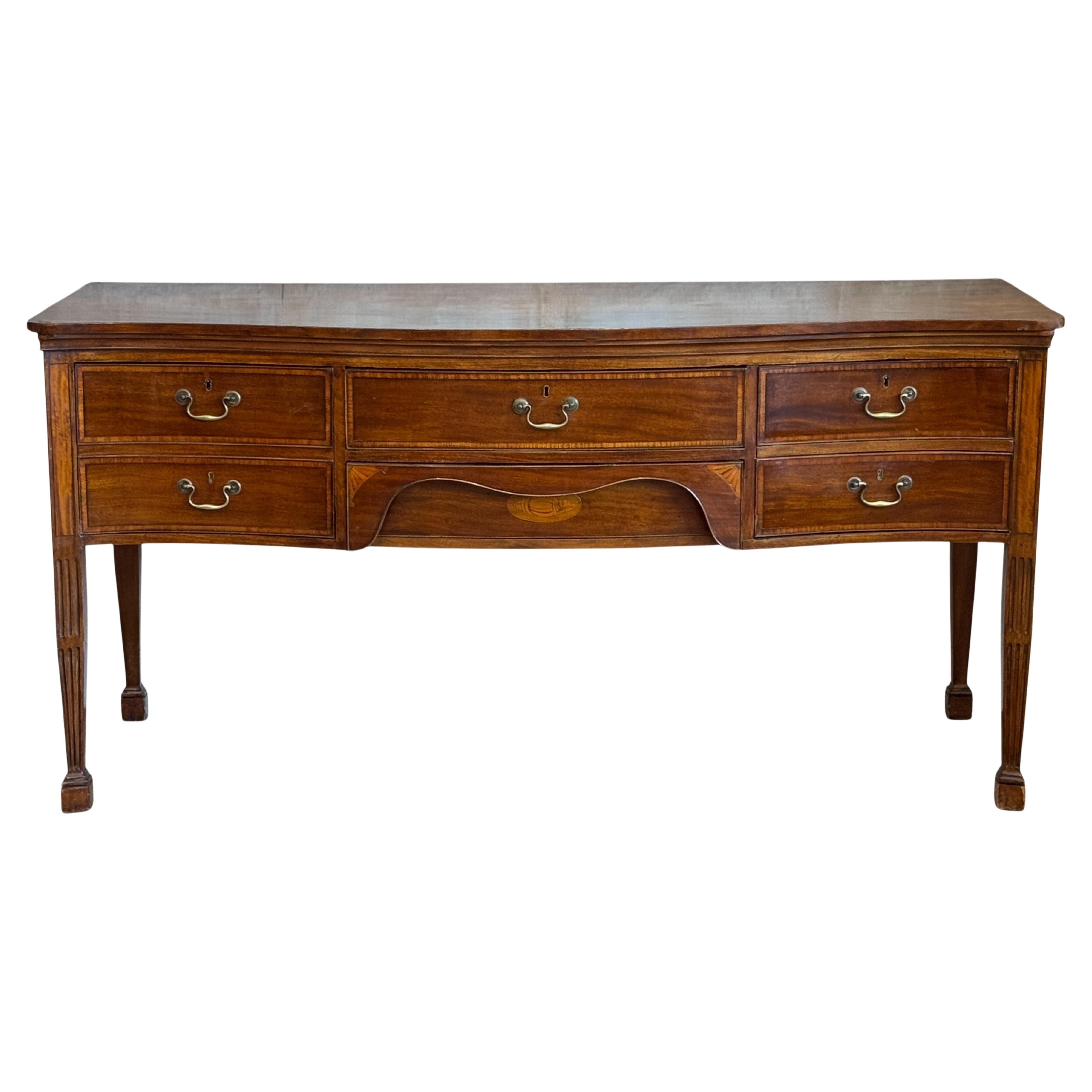 Circa 1795 George III Satinwood Banded Mahogany Sideboard With Serpentine Top For Sale