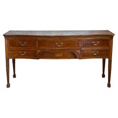 Circa 1795 George III Satinwood Banded Mahogany Sideboard With Serpentine Top