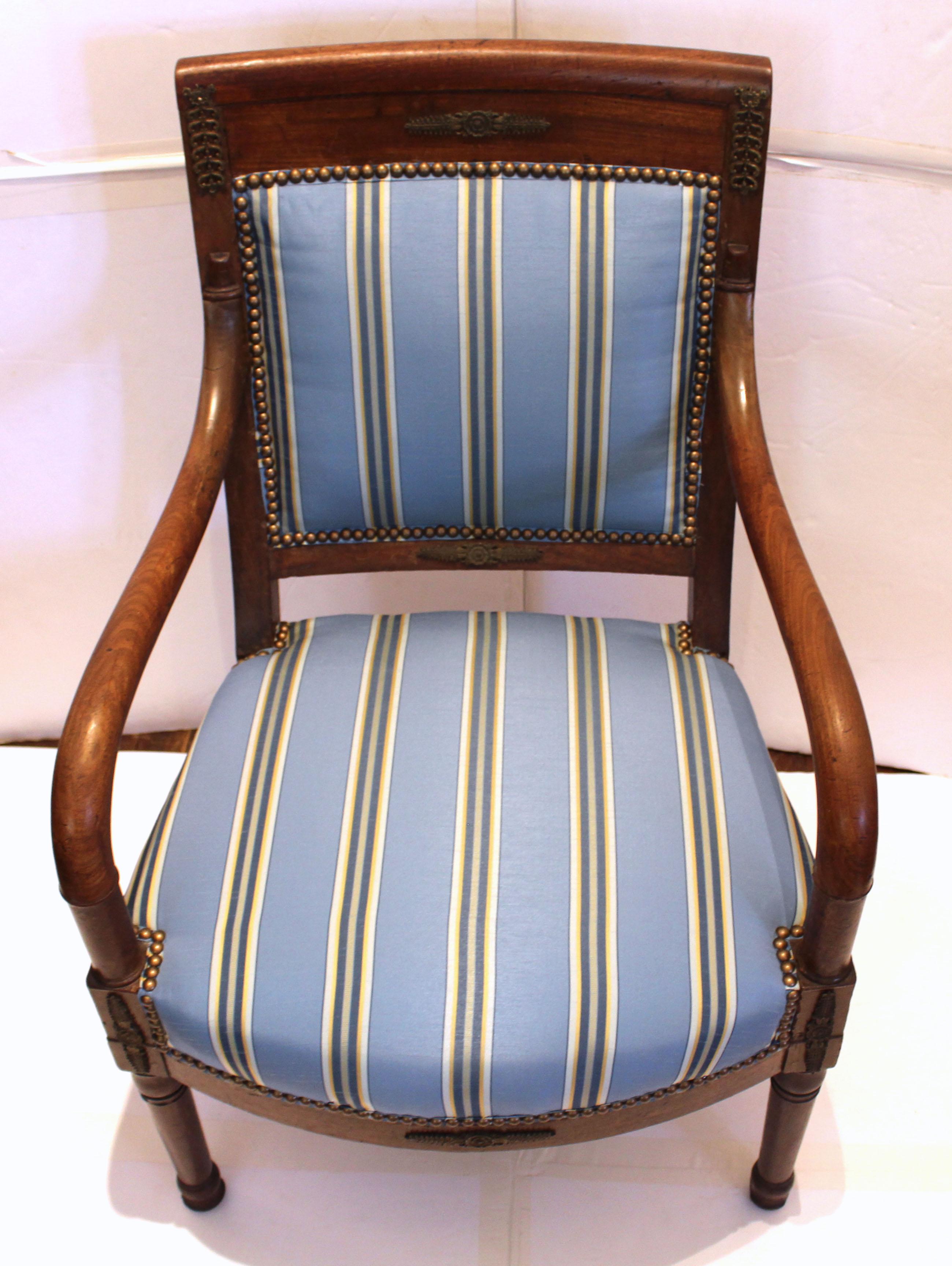 Empire Circa 1800-1815 Pair of Fauteuils or Open Arm Chairs, French