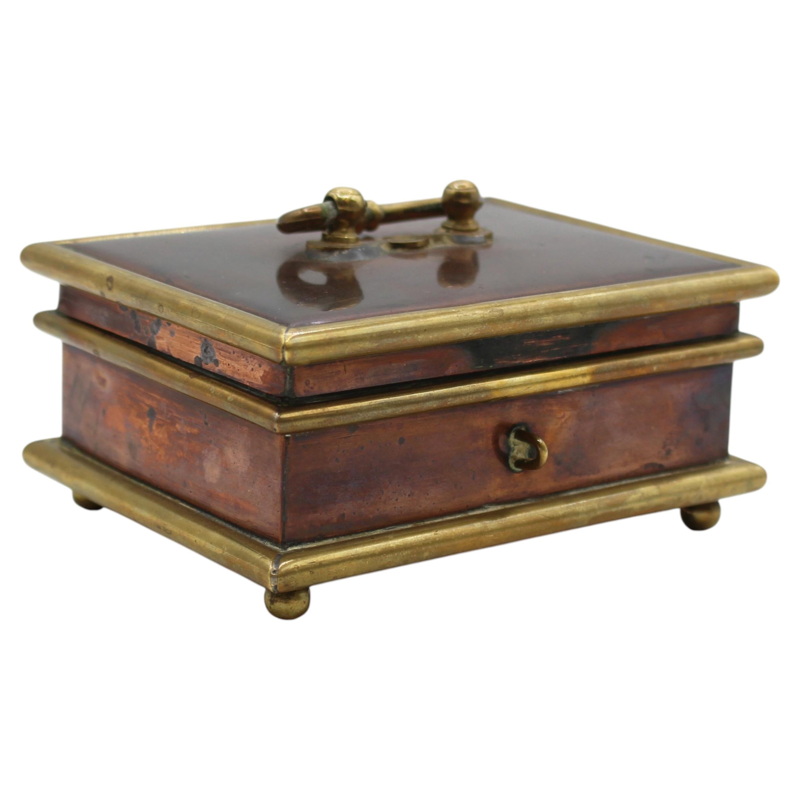 Circa 1800-1820 English Copper & Brass Jewelry Casket Box