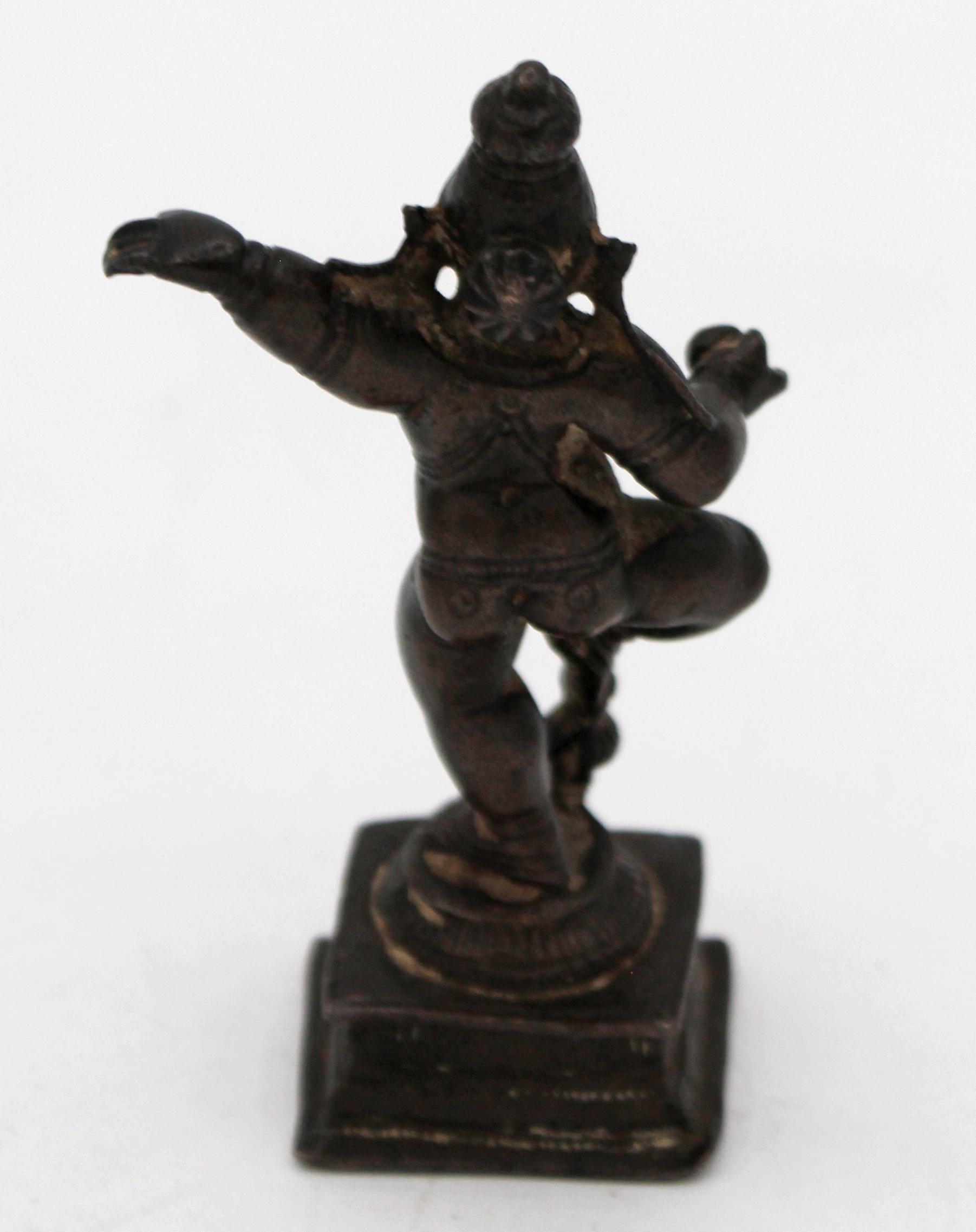 Indian Circa 1800 Bronze Statue of Krishna Dancing