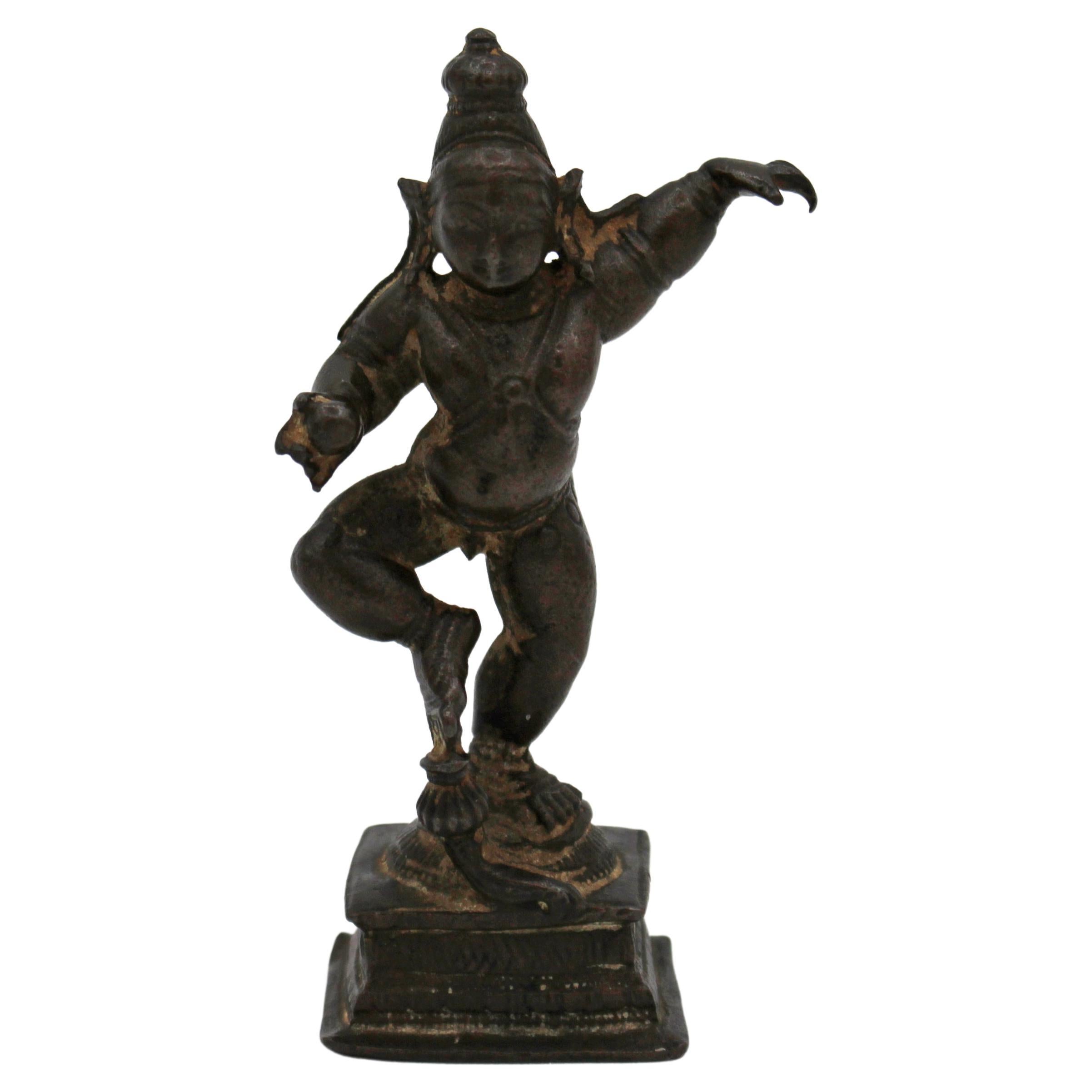 Circa 1800 Bronze Statue of Krishna Dancing