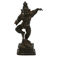 Antique Circa 1800 Bronze Statue of Krishna Dancing