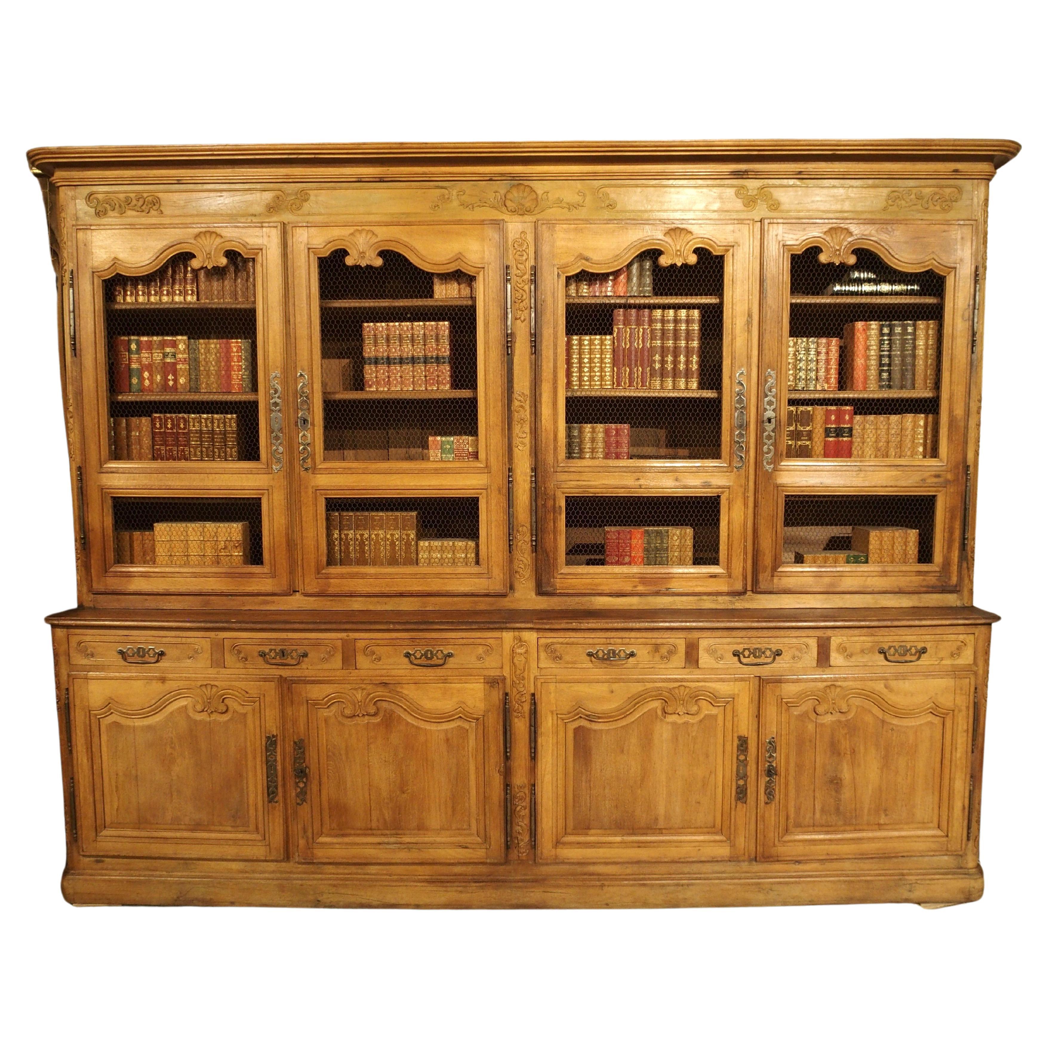 Circa 1800 Carved Oak and Wire Paneled Double Bibliothèque from Southwest France For Sale