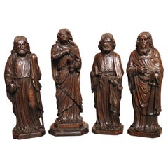 Circa 1800 Carved Oak Sculptures of the Apostles, James, John, Peter, and Paul