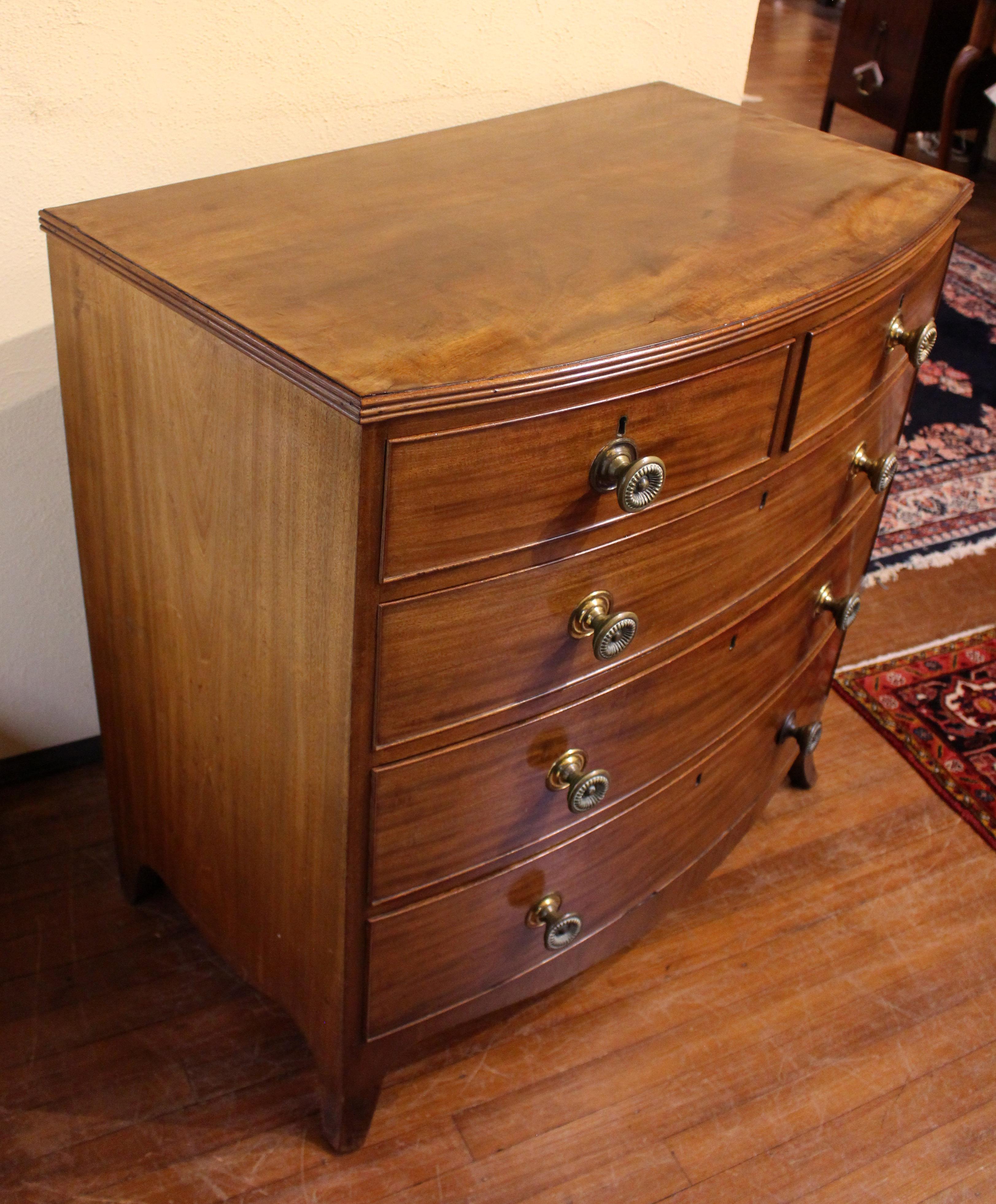 Regency Circa 1800 English Bowfront Chest of Drawers