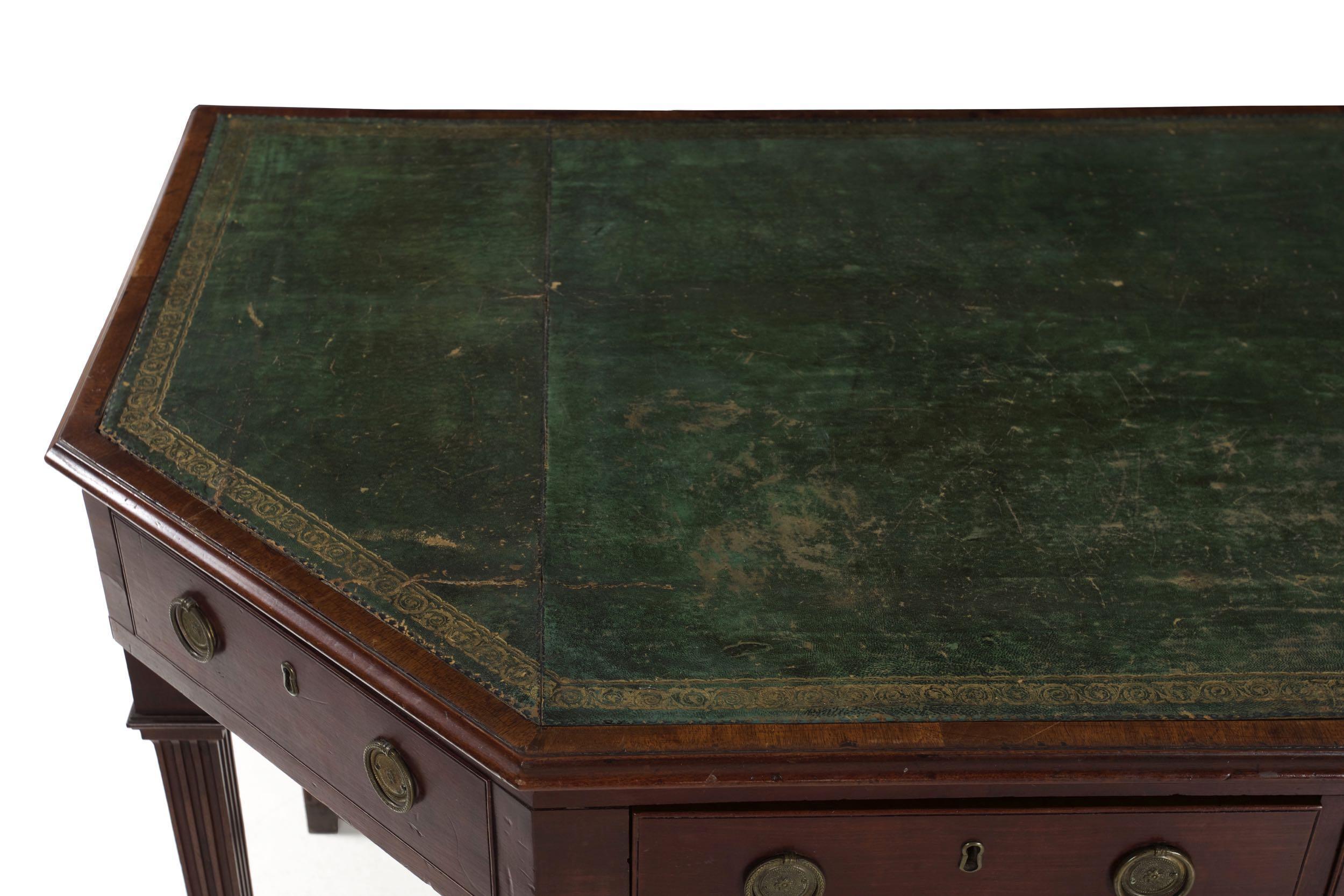 English George III Mahogany Antique Leather-Top Writing Desk, circa 1800 7