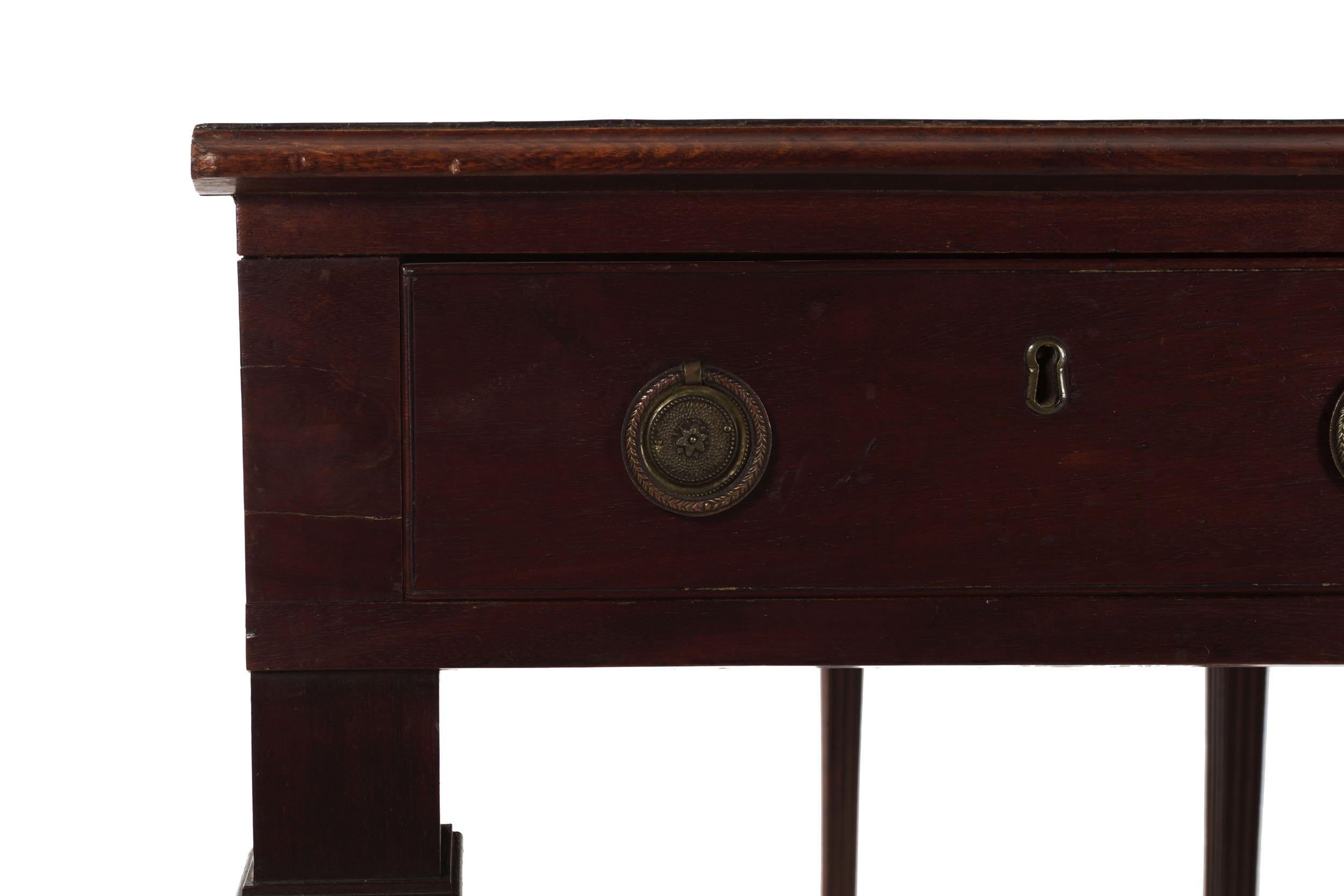 English George III Mahogany Antique Leather-Top Writing Desk, circa 1800 9