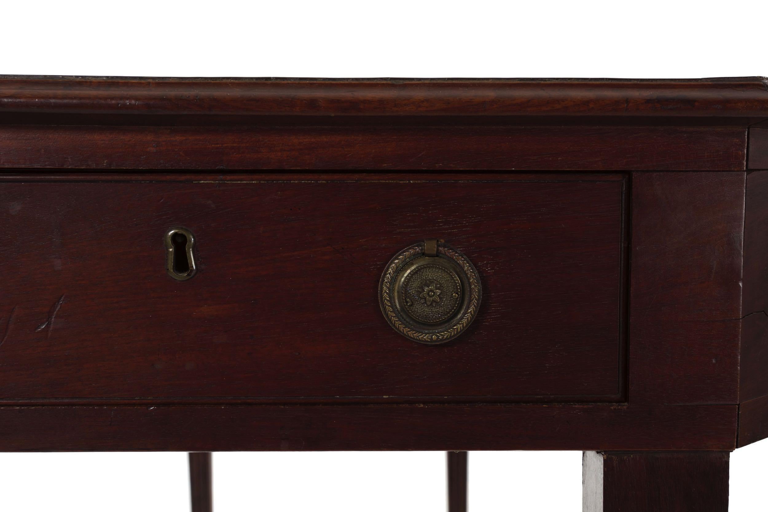 English George III Mahogany Antique Leather-Top Writing Desk, circa 1800 10