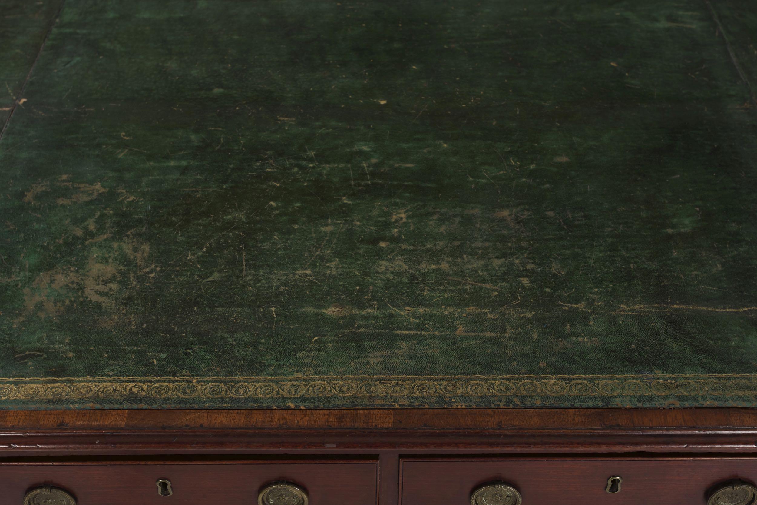 English George III Mahogany Antique Leather-Top Writing Desk, circa 1800 11