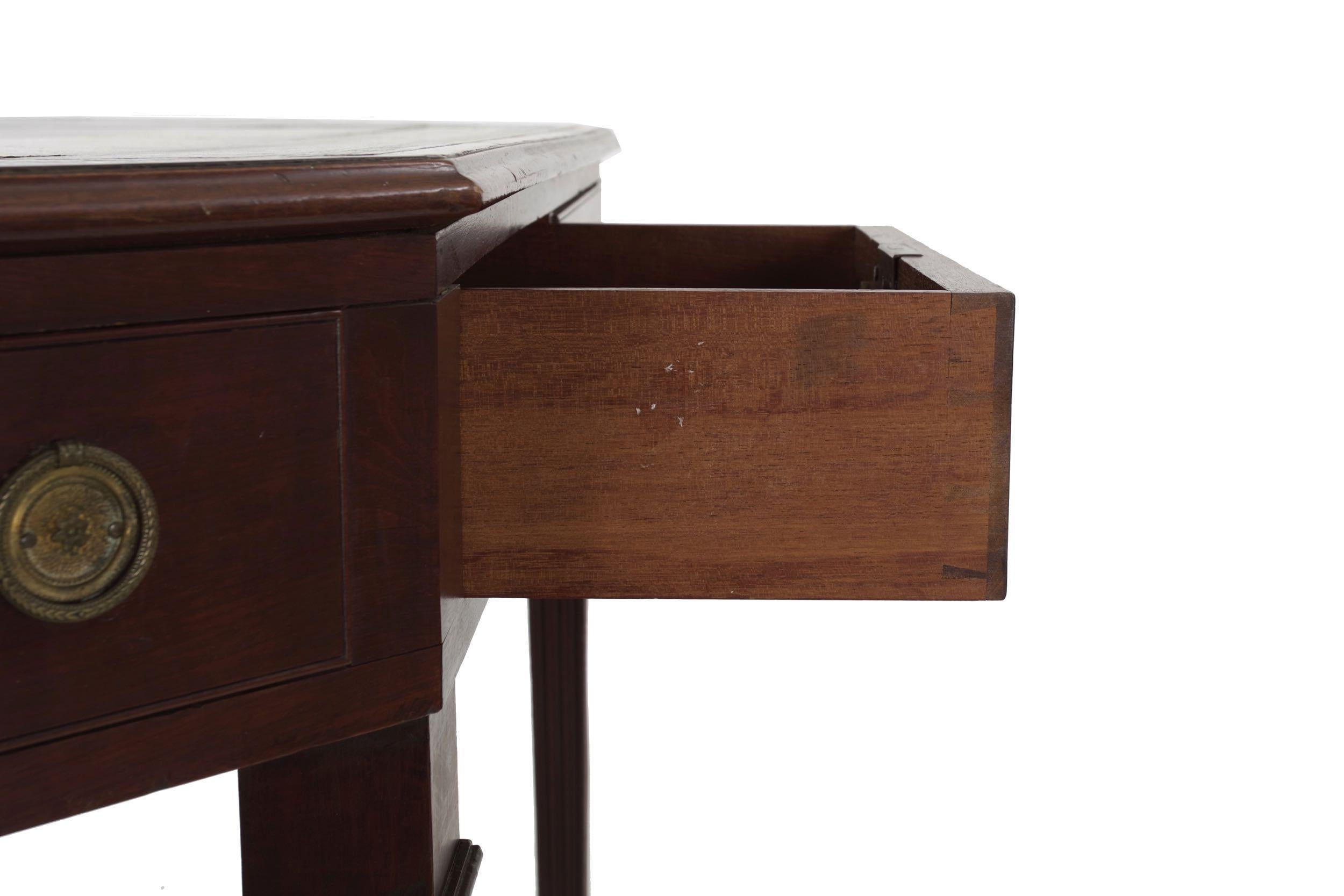 English George III Mahogany Antique Leather-Top Writing Desk, circa 1800 12