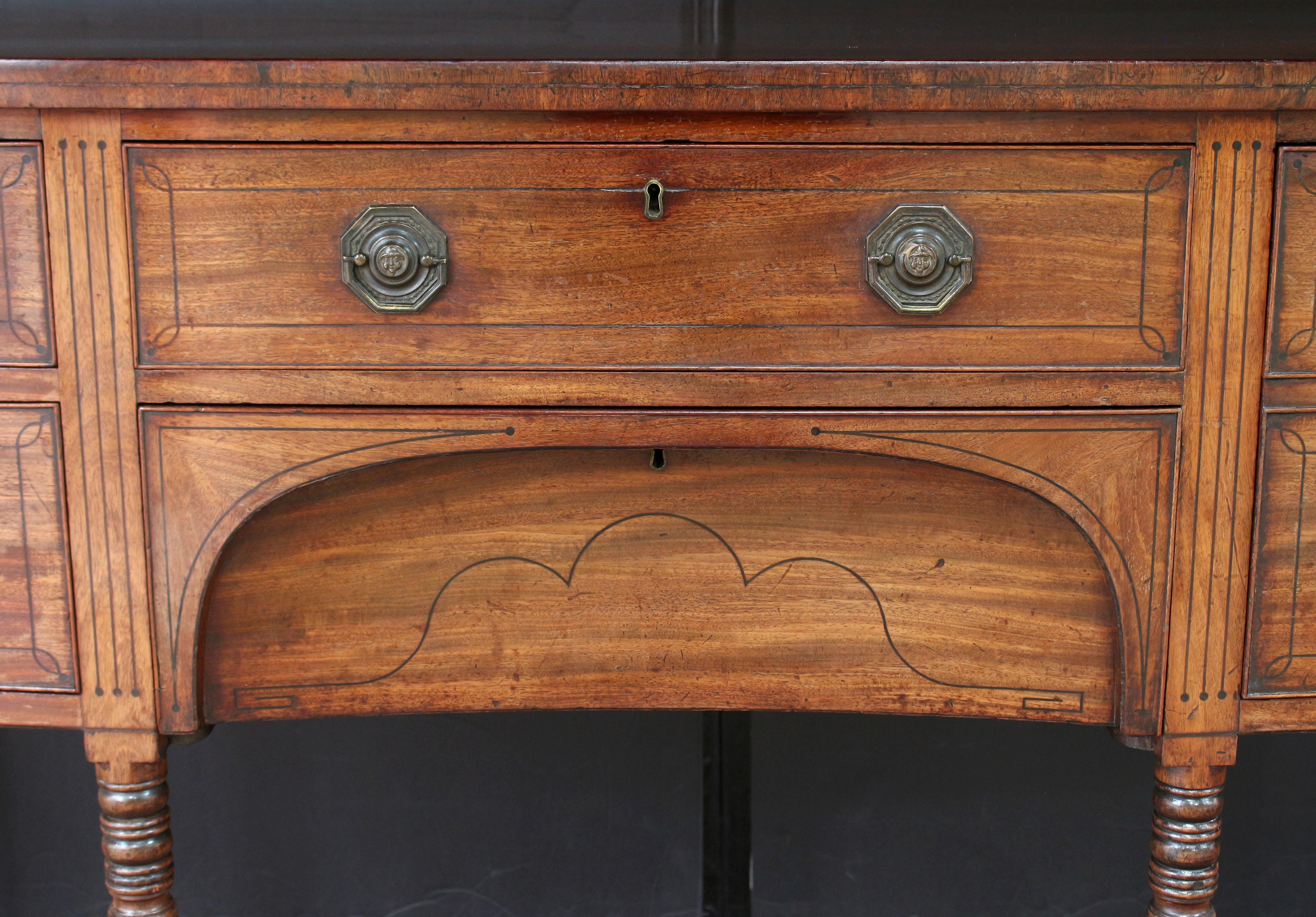 Circa 1800 English Sheraton Bowfront Sideboard For Sale 2