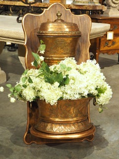 Circa 1800 French Copper Coat of Arms Lavabo with Wooden Mounting